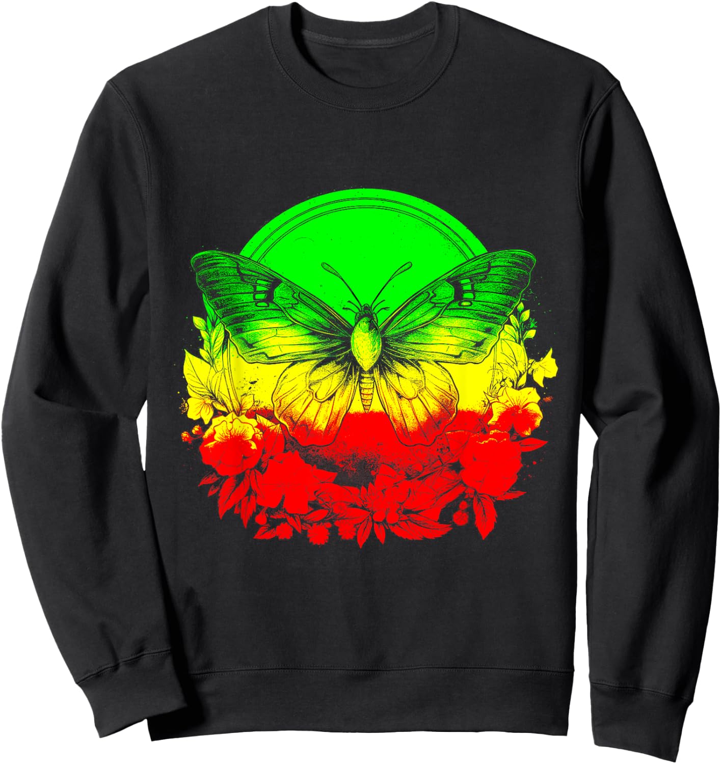 Rasta Reggae Butterfly Rastafari Jamaican Pride Rastafarian Sweatshirt - Sweatshirt | Black