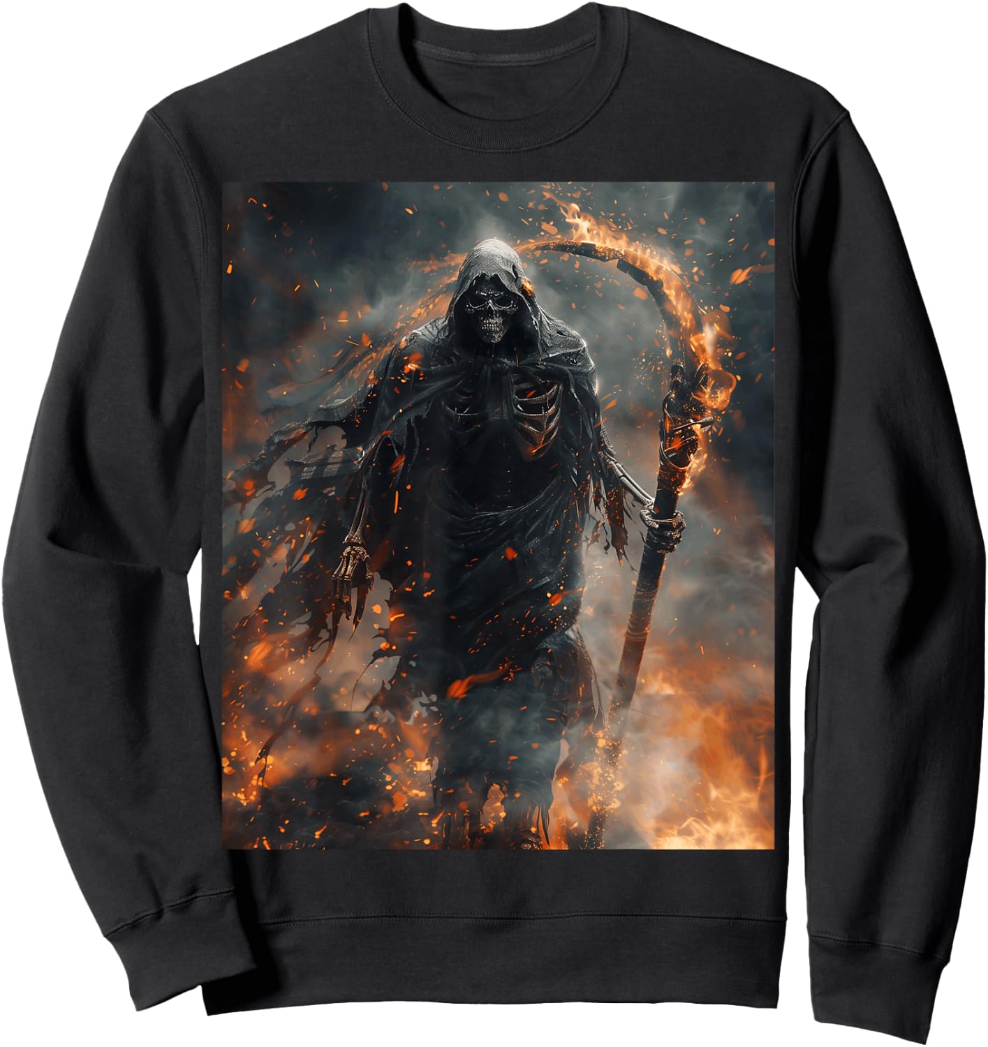 Mythical Grim Reaper with Burning Sickle Sweatshirt - Sweatshirt | Black