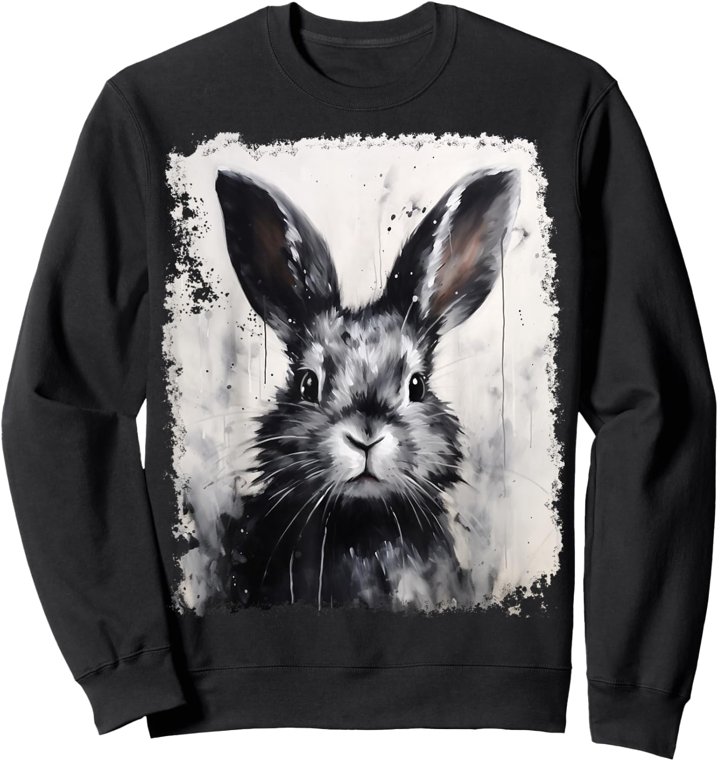 Pop Art Colorful Bunny Rabbit Black Sweatshirt - Sweatshirt | Black