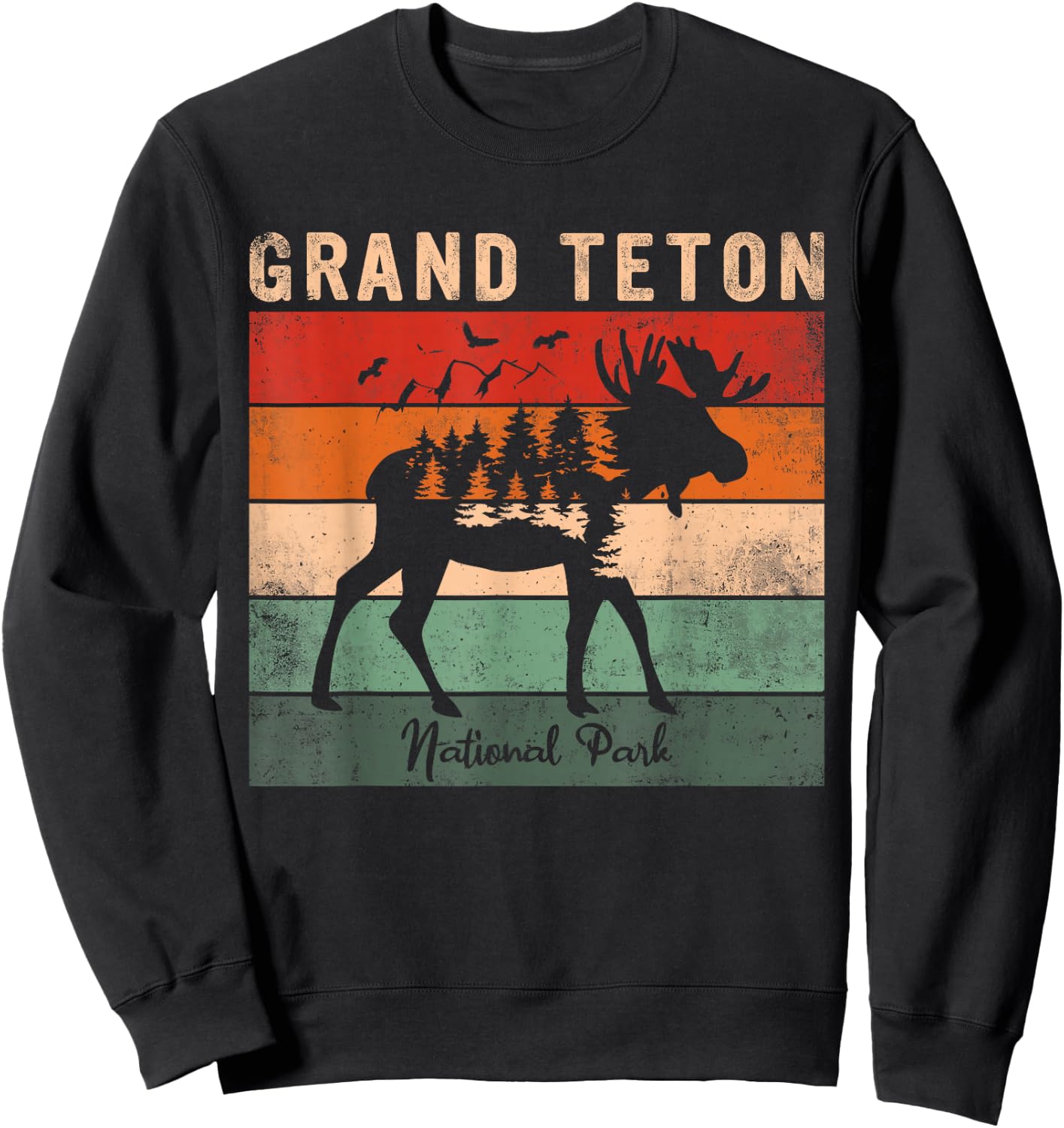 Vintage Grand Teton National Park for kids Hiking Camping Sweatshirt - Sweatshirt | Black