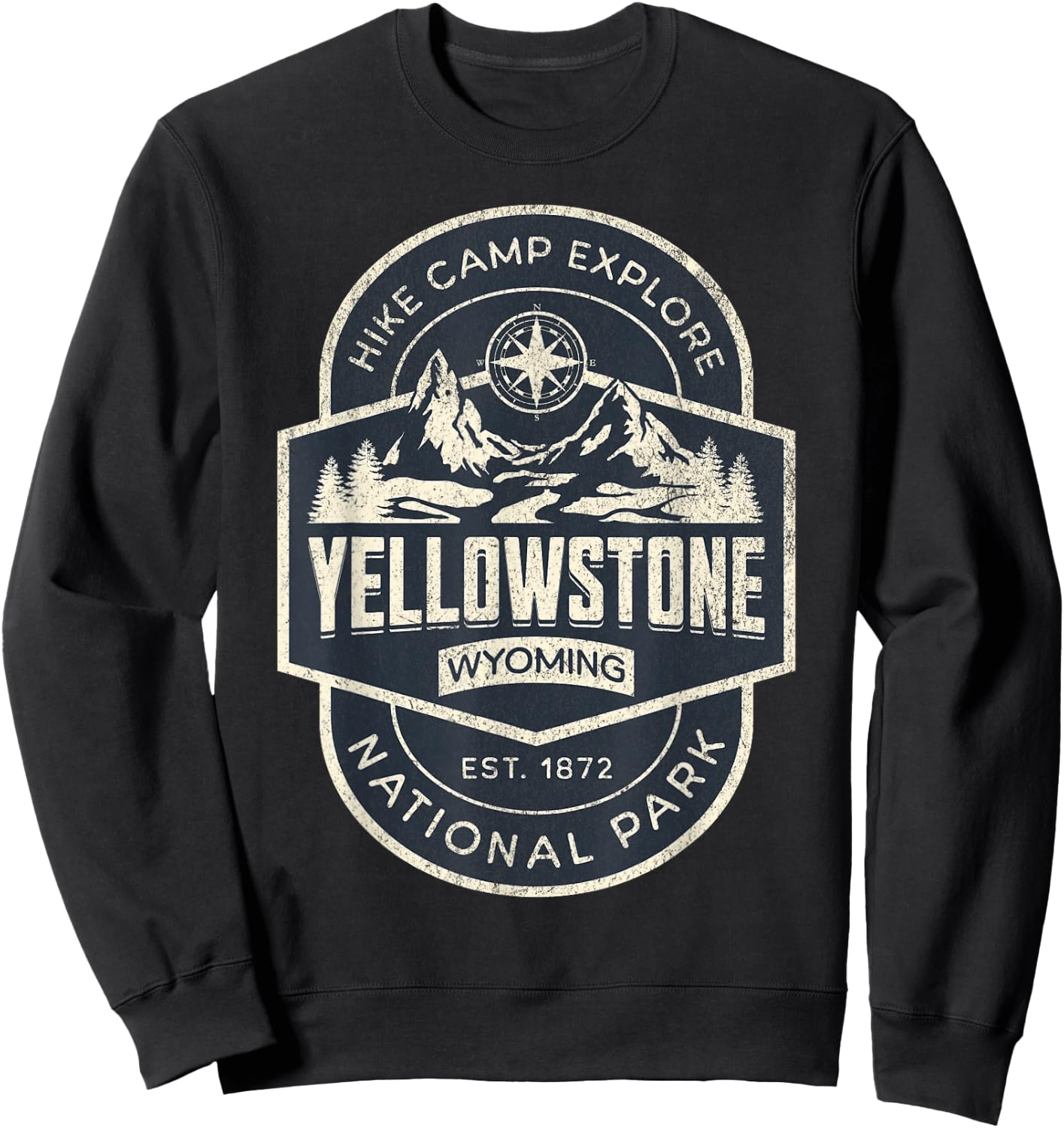 Yellowstone National Park Wyoming USA Outdoor -Adults, Kids , Grey, Small, Short Sleeve Sweatshirt - Sweatshirt | Black