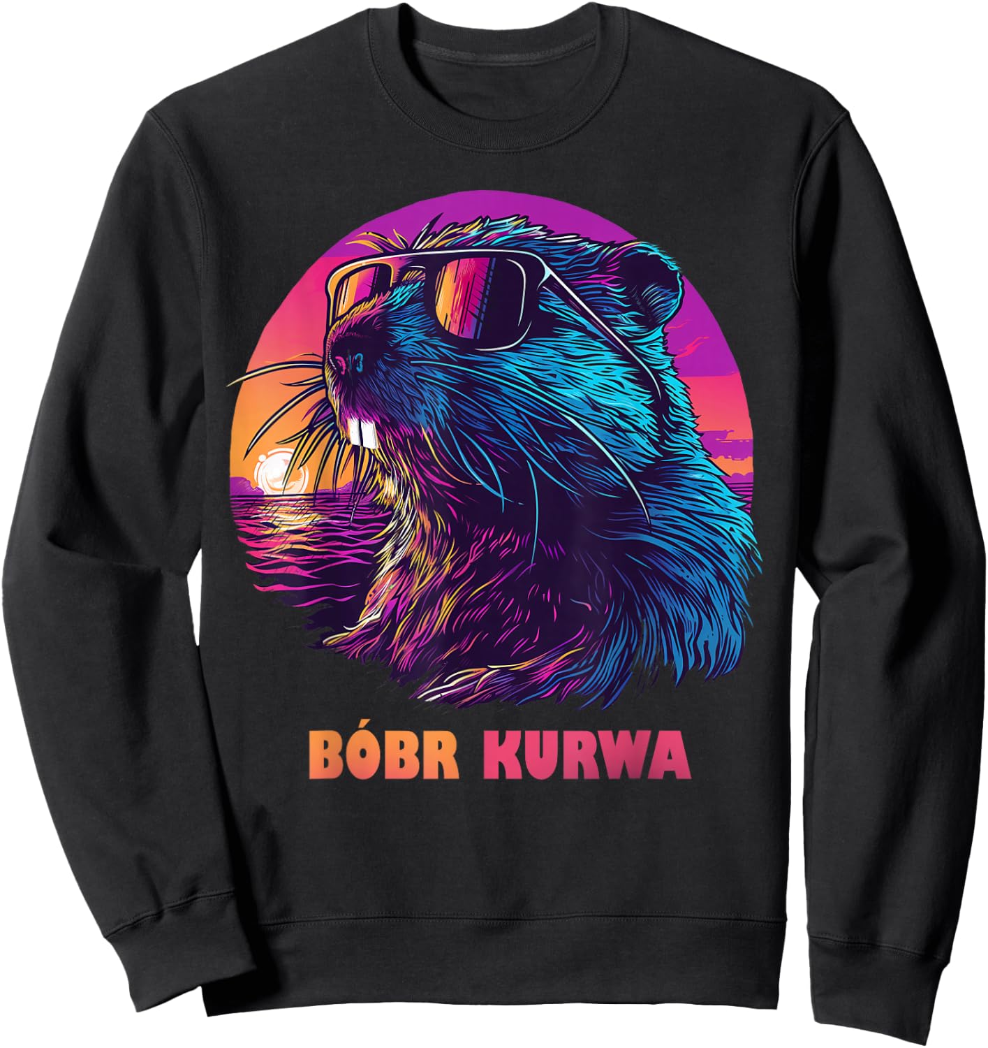 Funny Polish Beaver Meme Bóbr Bober Sweatshirt - Sweatshirt | Black