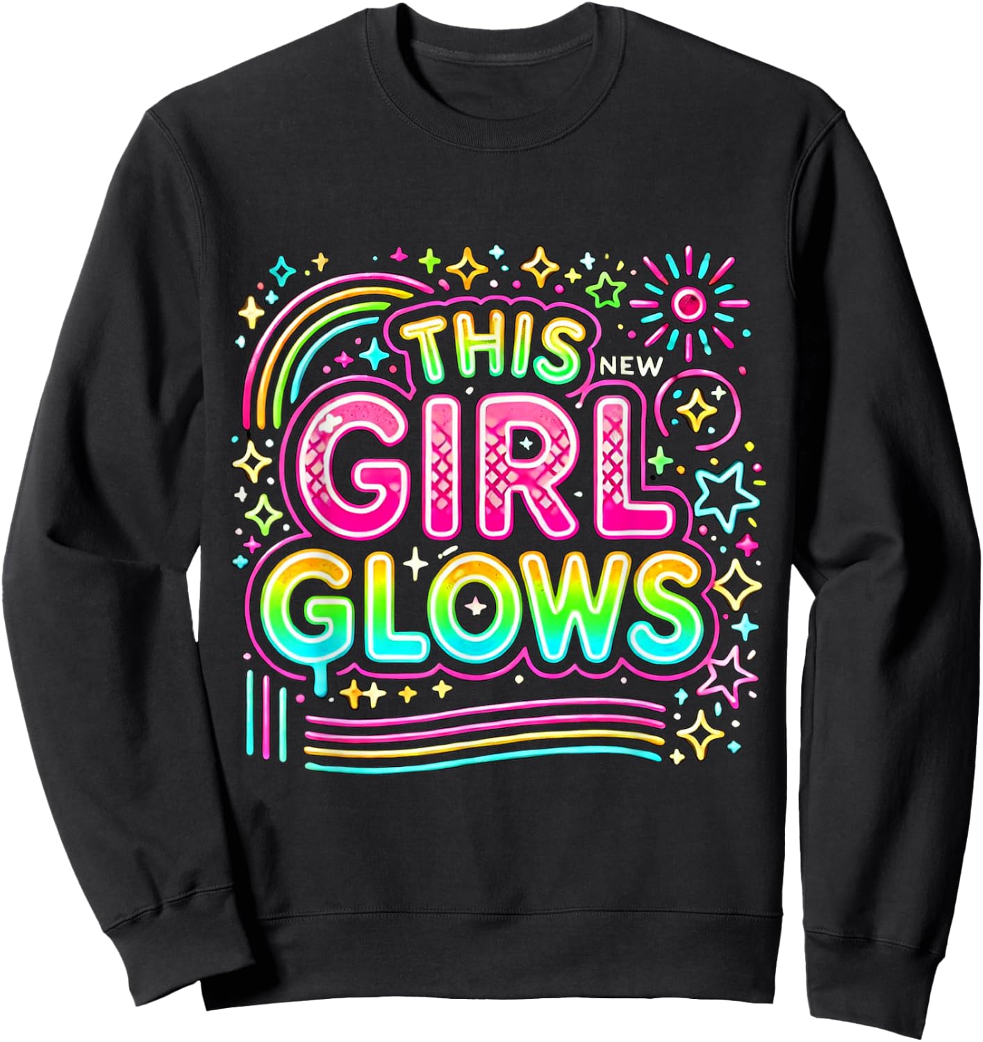 This Girl Glows For Kids Tie Dye Bright Color 80's And 90's Sweatshirt - Sweatshirt | Black