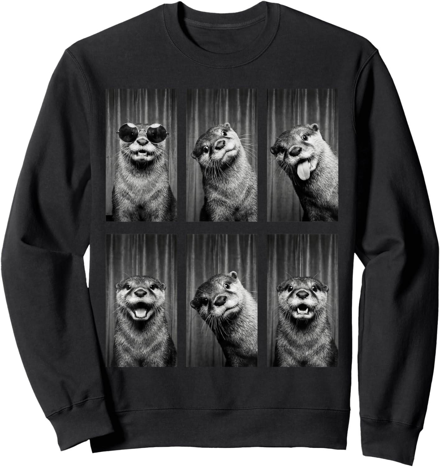 Otter Photobooth Funny Sea Animal Portrait Sweatshirt - Sweatshirt | Black