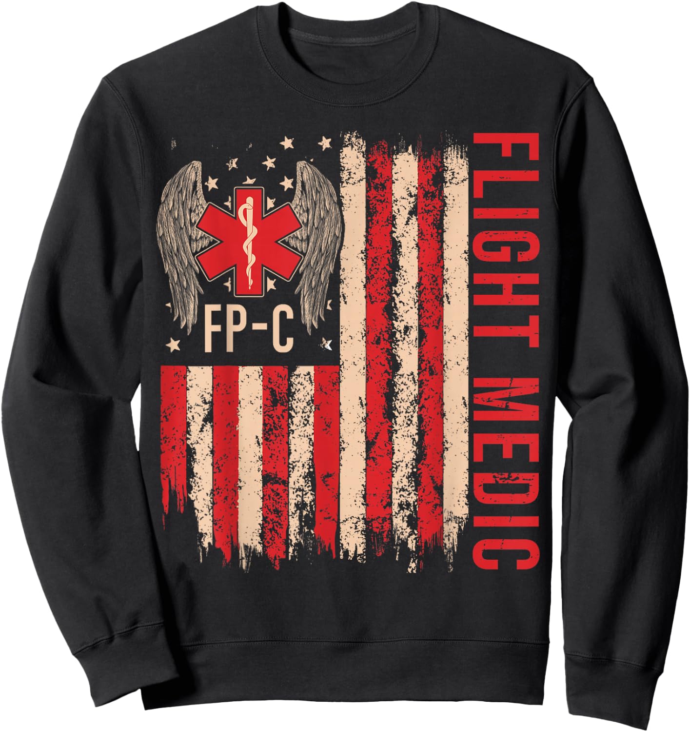 Flight Medic USA American Flag Air Flight Paramedic FP-C Sweatshirt - Sweatshirt | Black