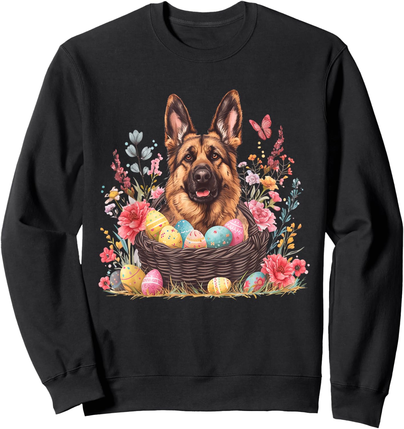 Easter German Shepherd Shirts Funny Easter Lover Sweatshirt - Sweatshirt | Black