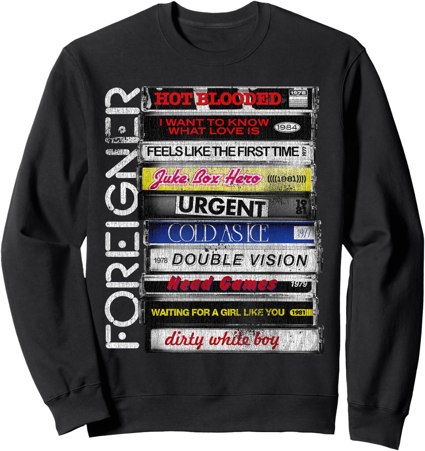 Ripple Junction x Foreigner Classic Hit Songs 80s Rock Band , grey, S Sweatshirt - Sweatshirt | Black