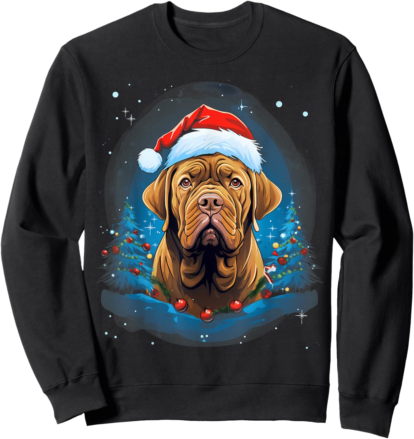 Xmas French Mastiff Dog Christmas Women Kids Sweatshirt - Sweatshirt | Black