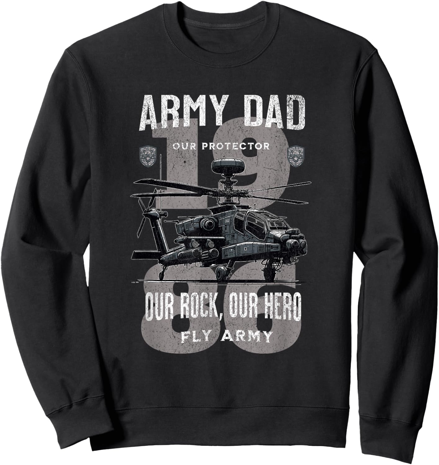 Army Dad Father Military Fathers Day Apache Helicopter Army Sweatshirt - Sweatshirt | Black