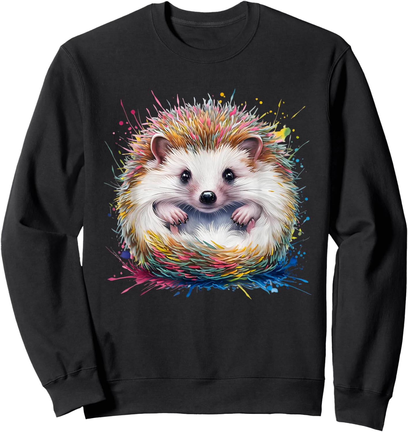 Hedgehog Men Woman Colorful Watercolor Hedgehog Sweatshirt - Sweatshirt | Black