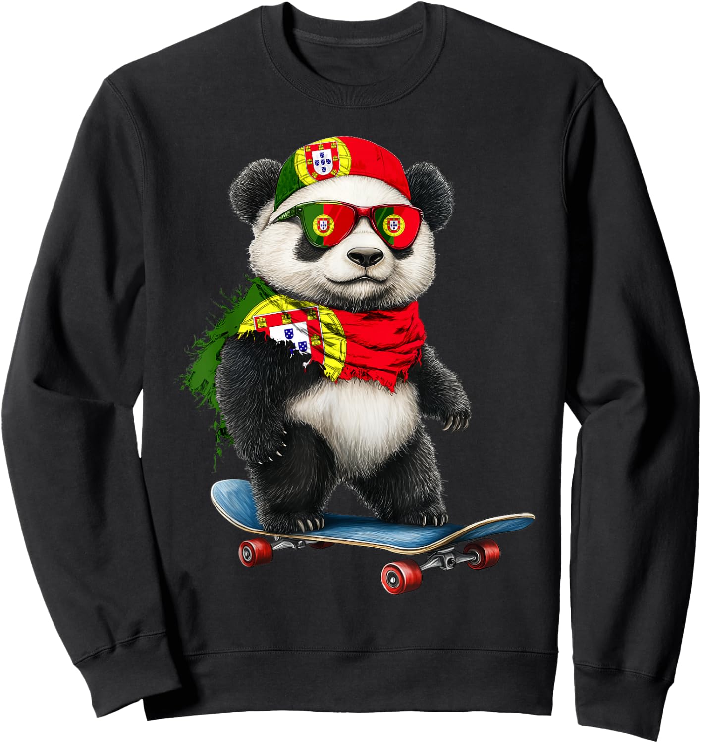Portuguese Flag American US Flags Panda Heritage Portgual Sweatshirt - Sweatshirt | Black