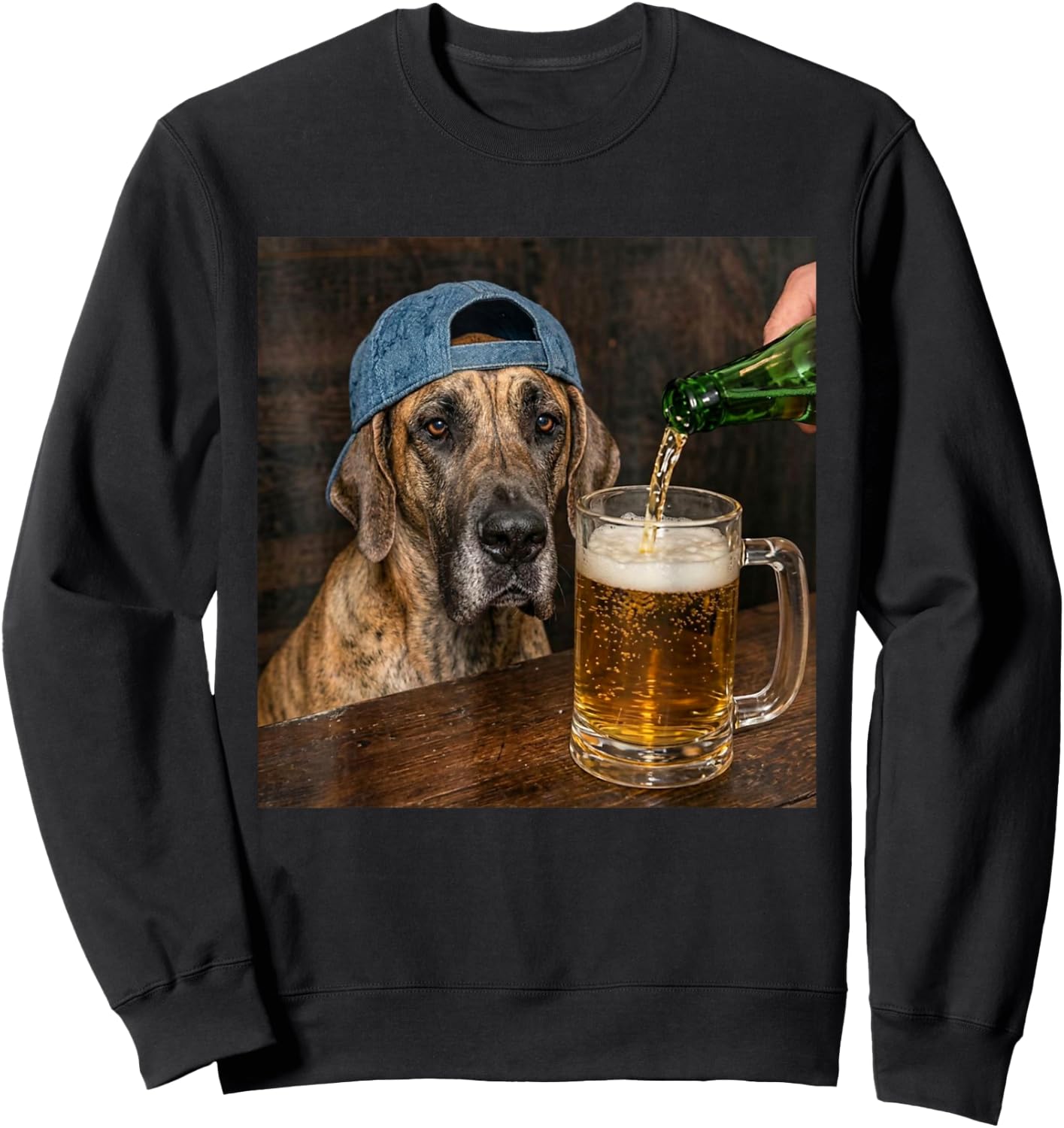 Great Dane Drinking Beer Funny Great Dane Dog Meme Sweatshirt - Sweatshirt | Black