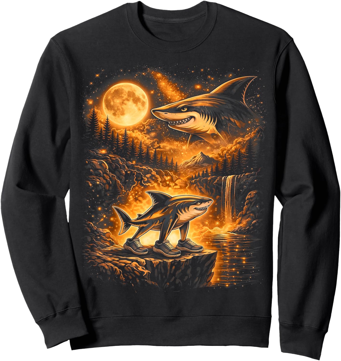 Vintage Moonlight Tralalero Tralala Brainrot Gifts for Kids Sweatshirt - Sweatshirt | Black