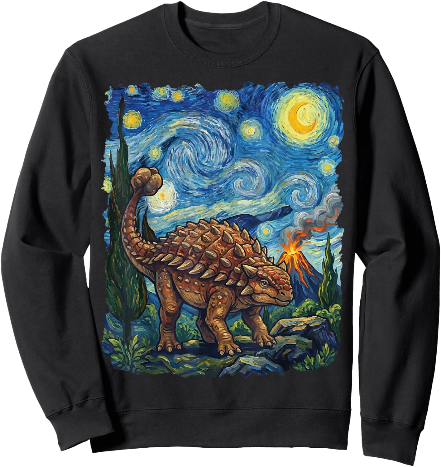Ankylosaurus Starry Night Sweatshirt - Sweatshirt | Black