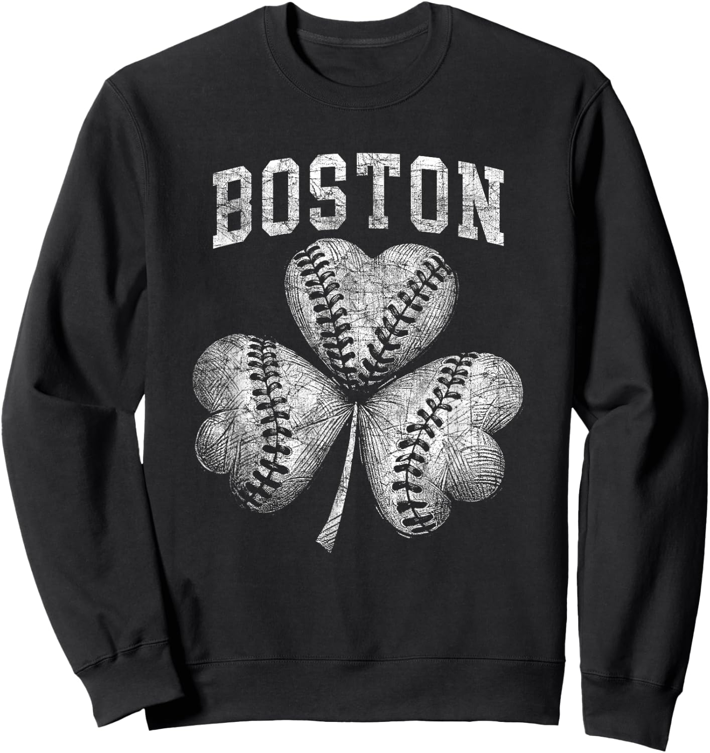 Vintage Shamrock St Patrick's Boston Irish American Sweatshirt - Sweatshirt | Black