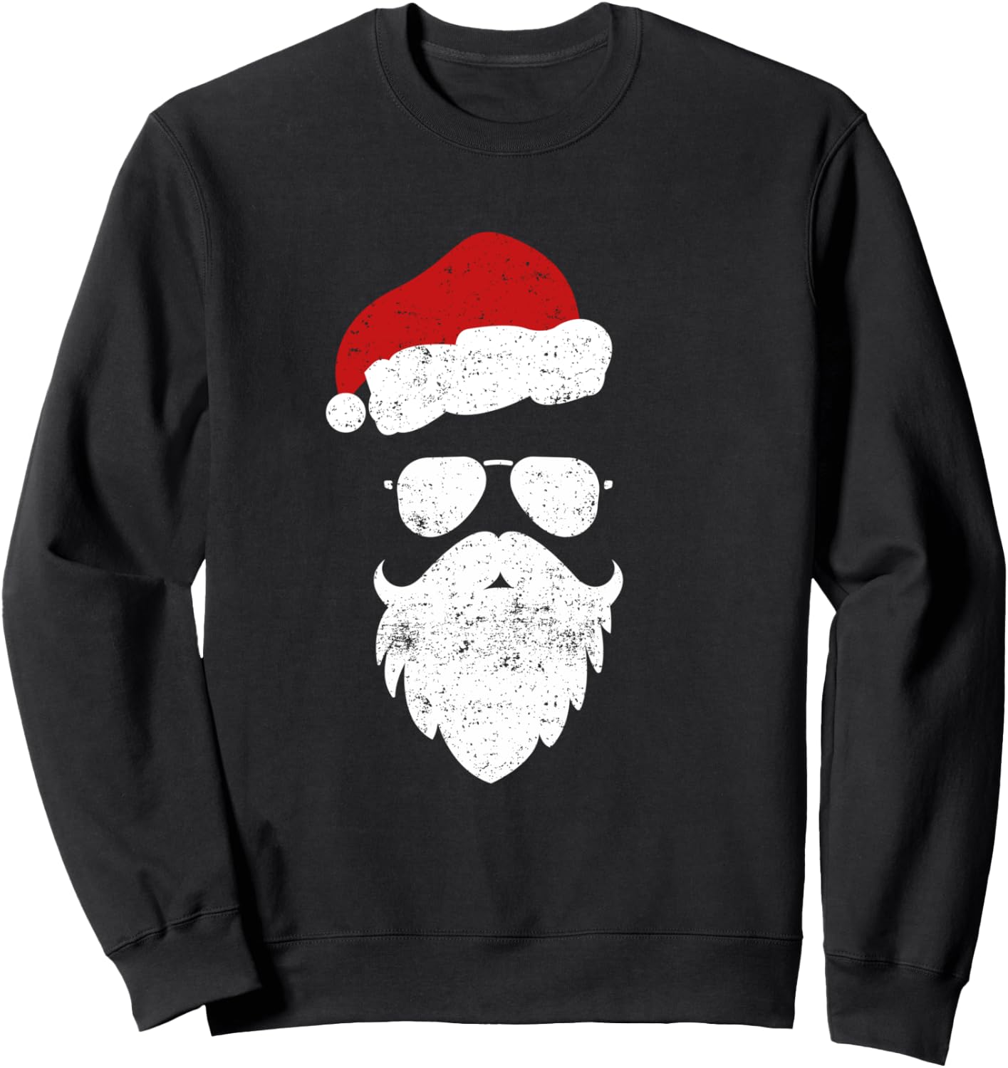 Hipster Santa Beard Aviator Sunglasses and Hat Shirt Sweatshirt - Sweatshirt | Black