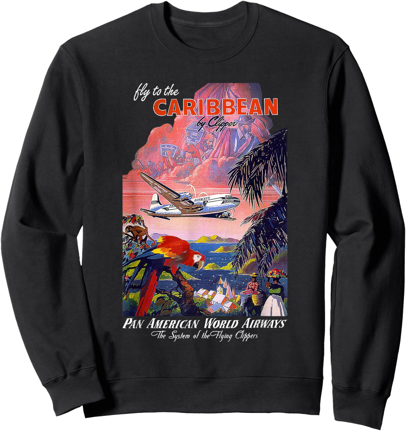 Pan Am Fly to the Caribbean Vintage Sweatshirt - Sweatshirt | Black