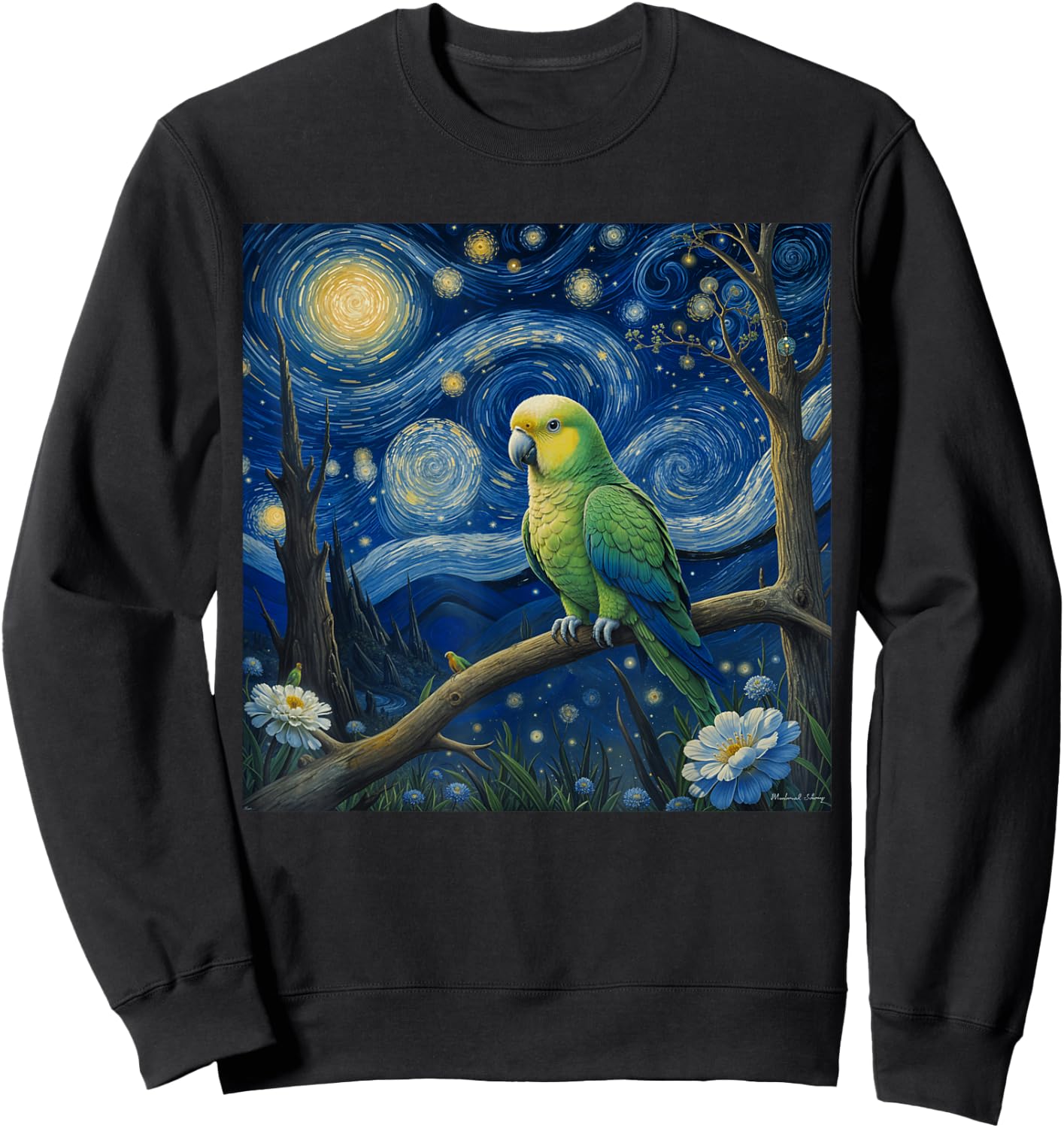 Quaker Parrot Starry Night Quaker Parrot Sweatshirt - Sweatshirt | Black