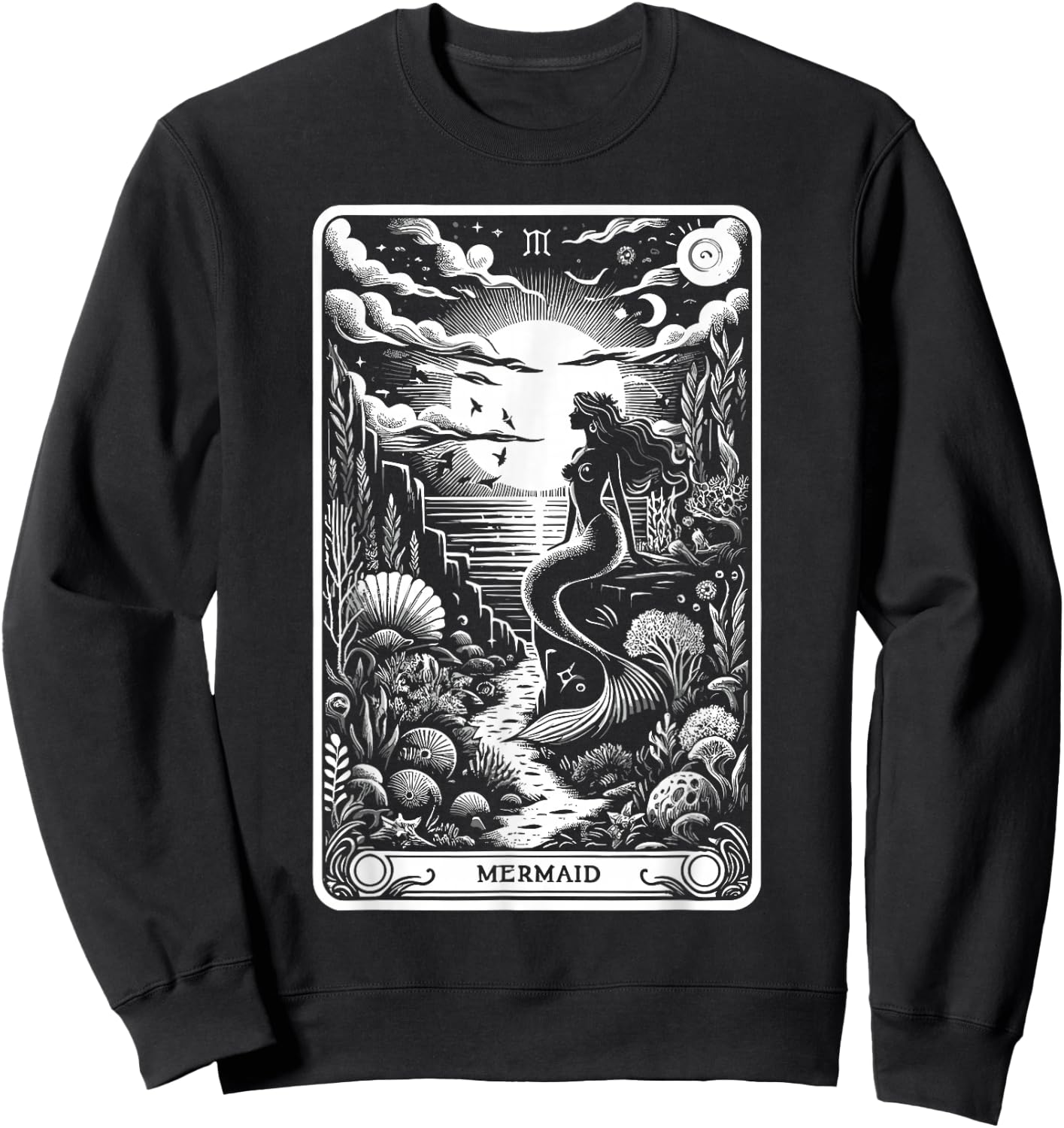 Tarot Card Reading Dark Magic Fortune Telling Mermaid Sweatshirt - Sweatshirt | Black