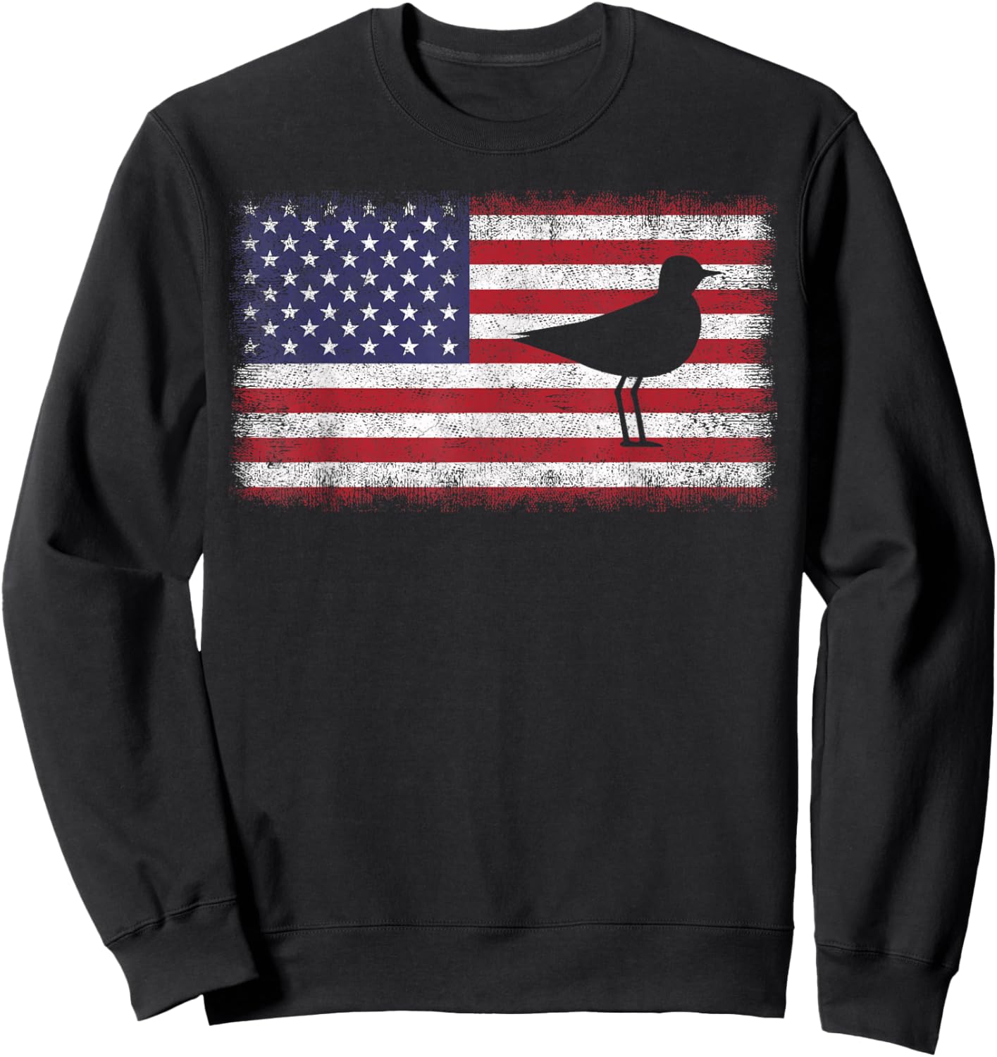 4th Of July Funny Patriotic Snowy Plover Bird Lover USA Flag Sweatshirt - Sweatshirt | Black