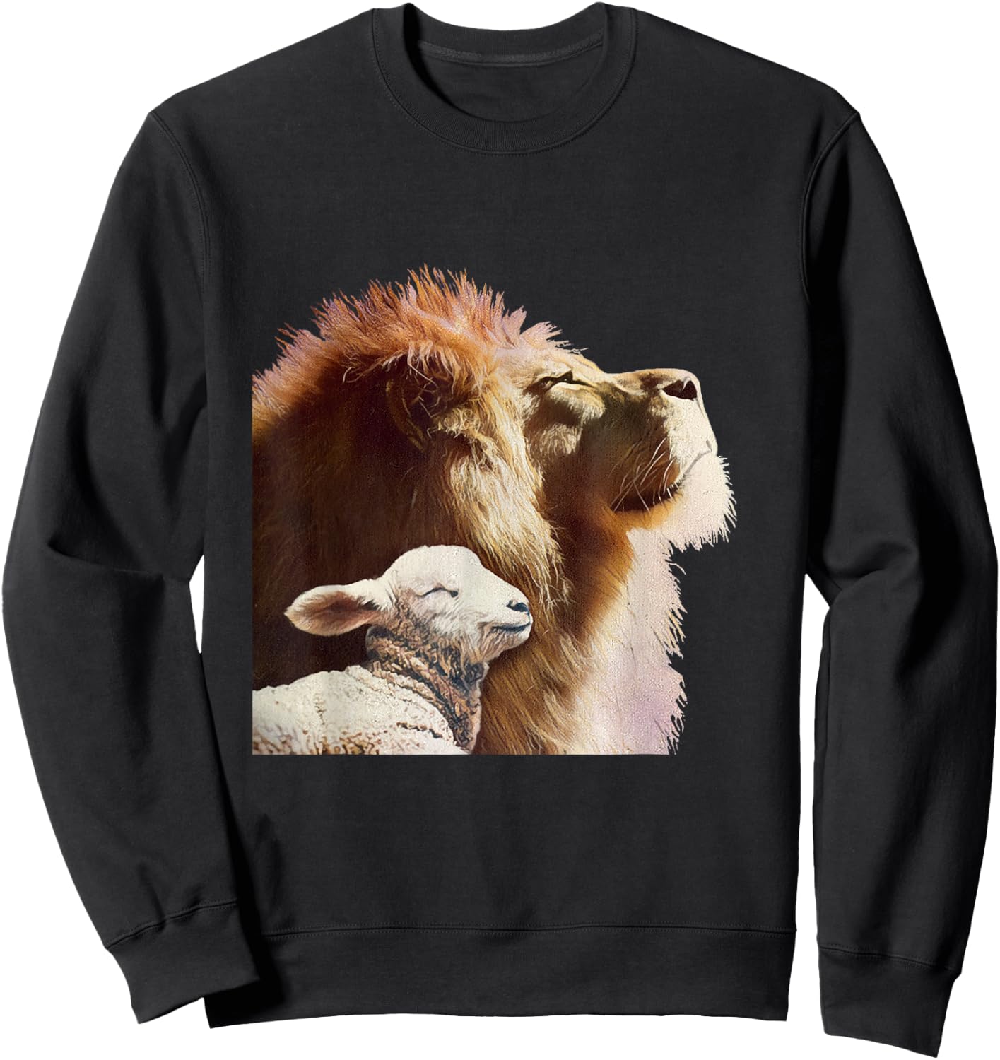 Bible Verse Religious Apparel The Lion and The Lamb Sweatshirt - Sweatshirt | Black