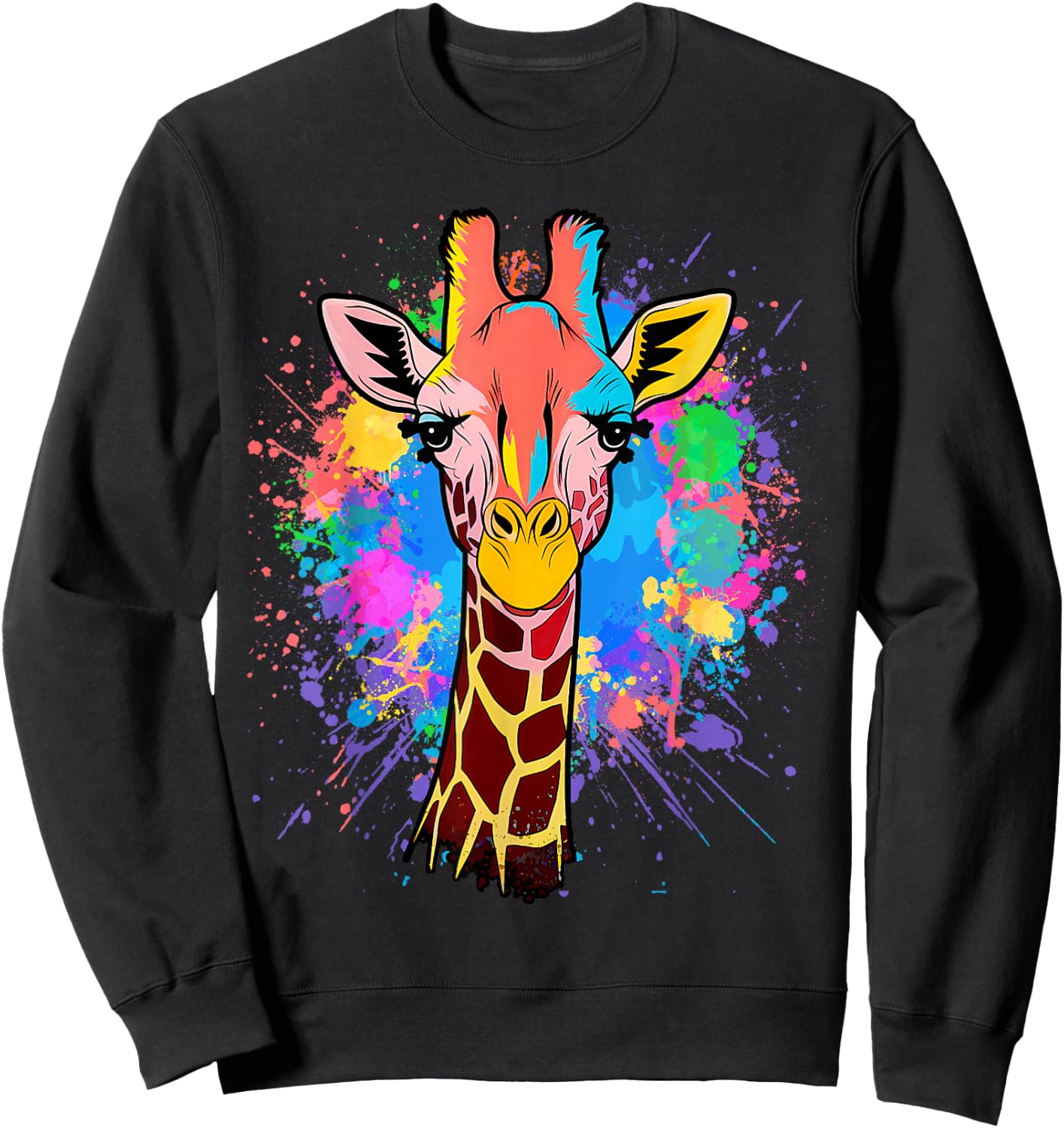 Giraffe Men Woman Colorful Watercolor Giraffe Sweatshirt - Sweatshirt | Black