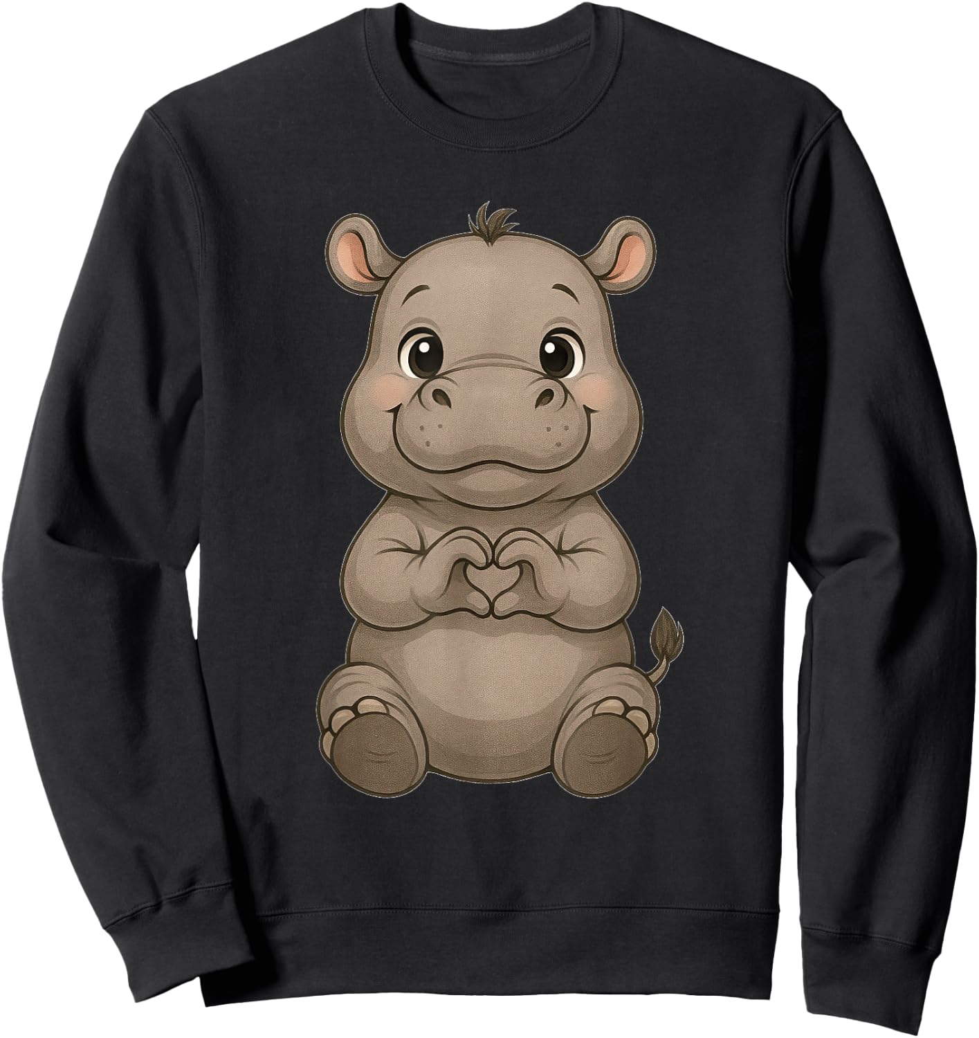 Hippo with heart | Sweet hippo with cardiac sign Sweatshirt - Sweatshirt | Black