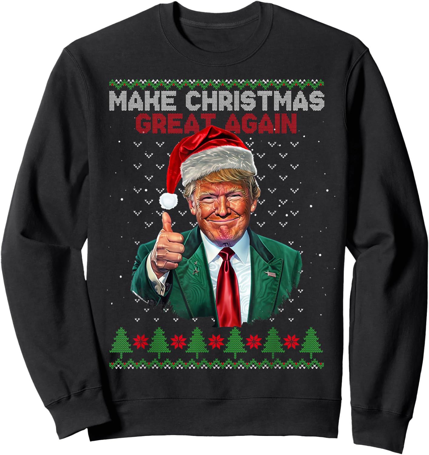 Trump Make Christmas Great Again Ugly Christmas Jumper , Black, S Sweatshirt - Sweatshirt | Black