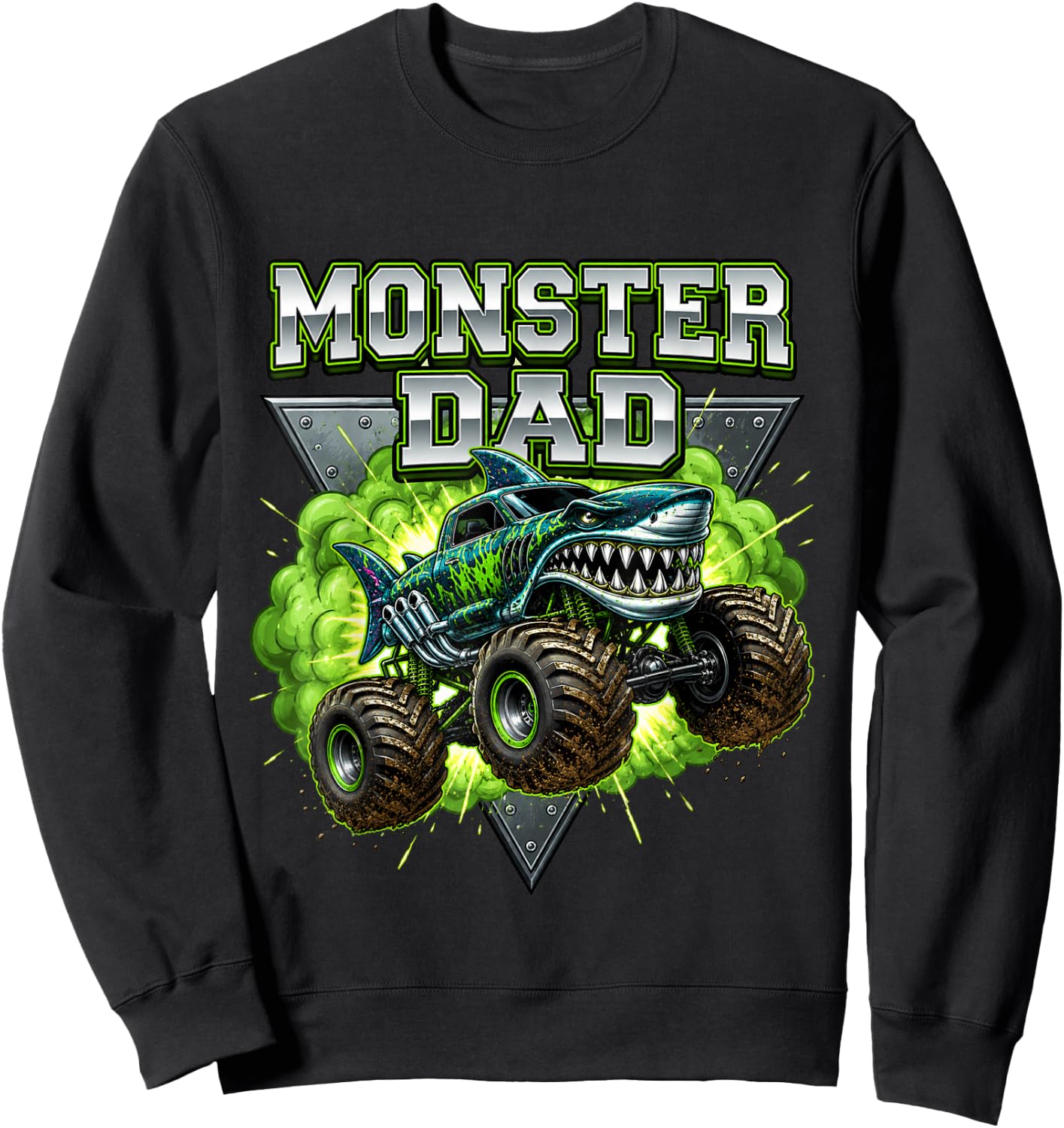 Monster Truck Dad Family Matching Daddy Apparel Father's Day Sweatshirt - Sweatshirt | Black