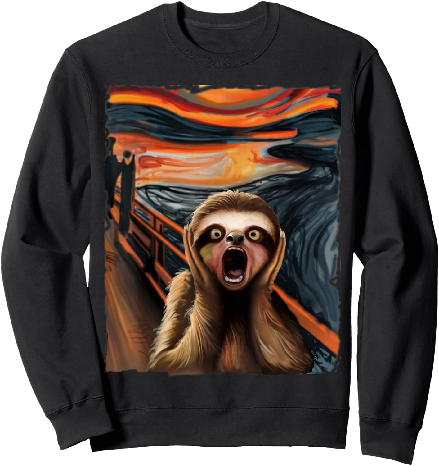 Expressionist Scream Sloth Lovers Sloth Scream Parody Art Sweatshirt - Sweatshirt | Black