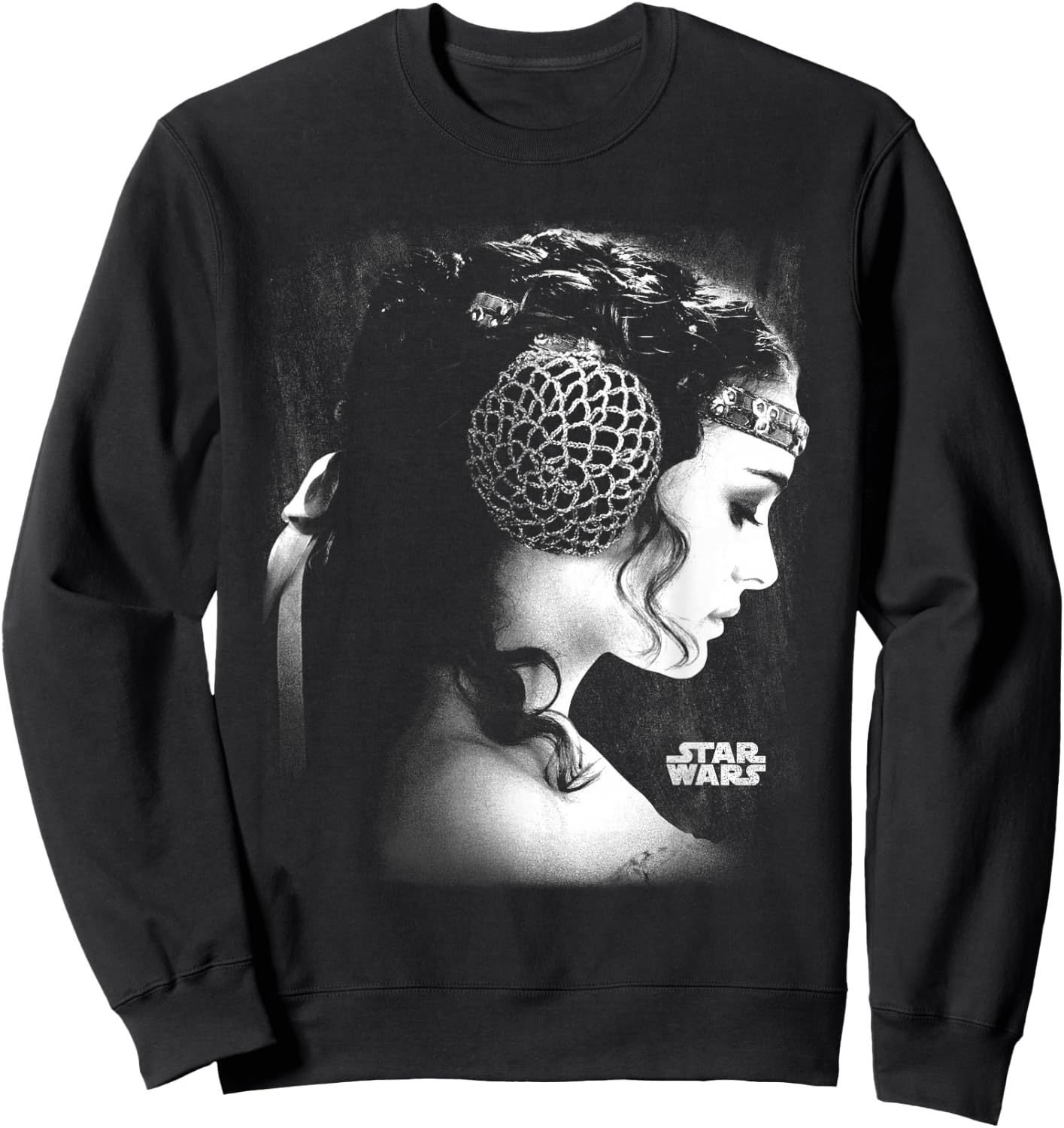 Star Wars Padme Amidala Black & White Side Profile Portrait Sweatshirt - Sweatshirt | Black