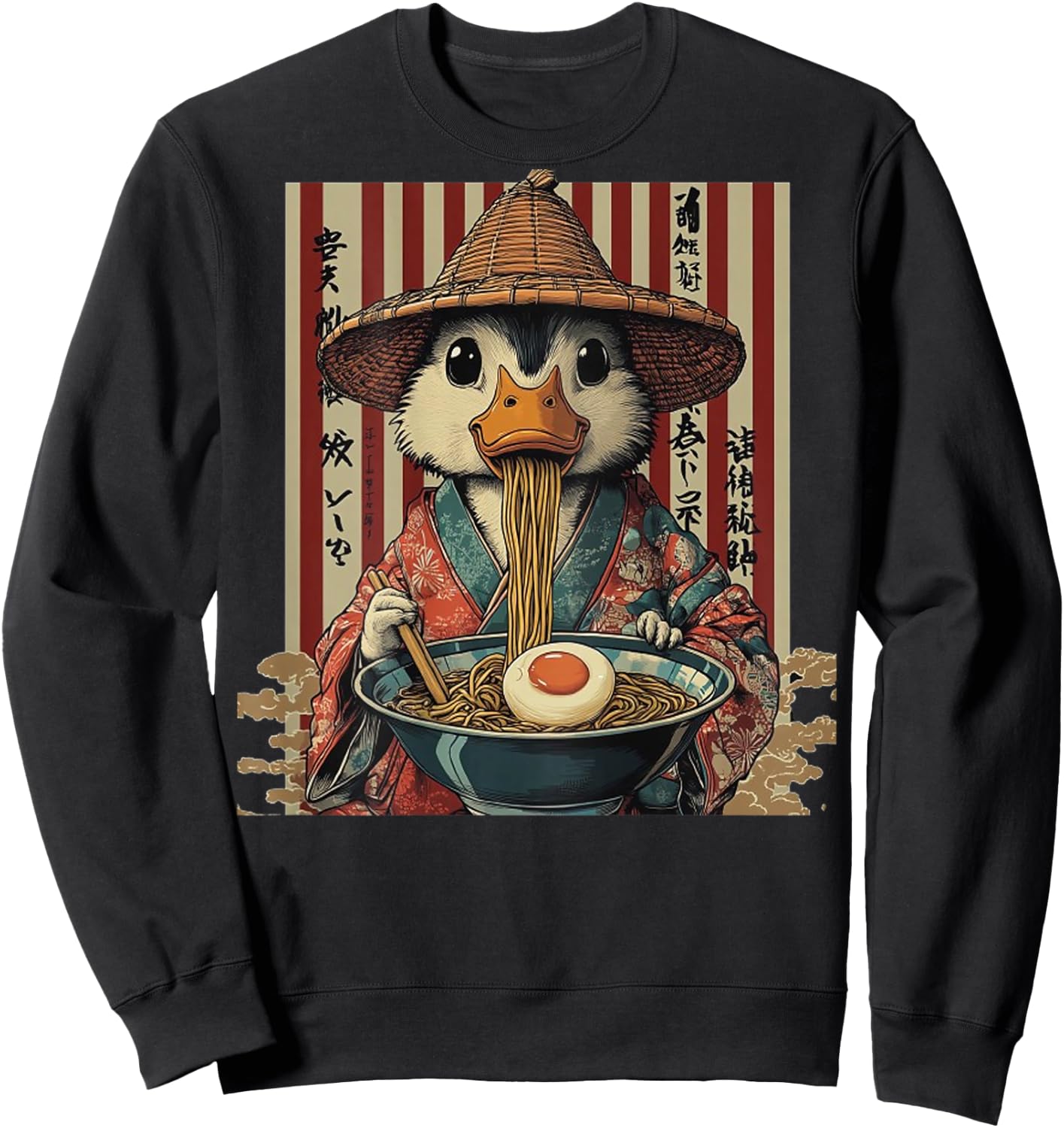 Backprint Japan Aesthetic Ramen Nudeln Urban Streetwear Sweatshirt - Sweatshirt | Black