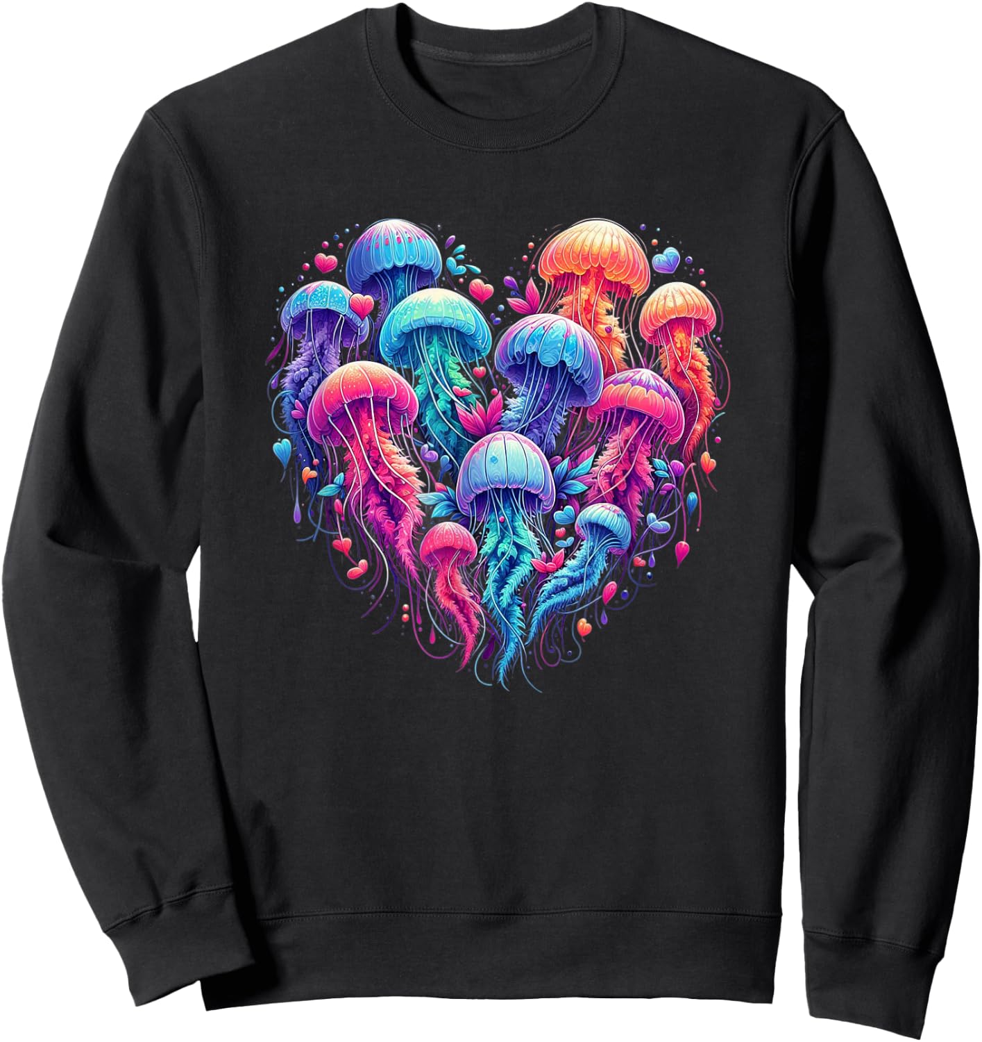 Jellyfish Love Beautiful Colorful Jellyfish Art Fish Sweatshirt - Sweatshirt | Black