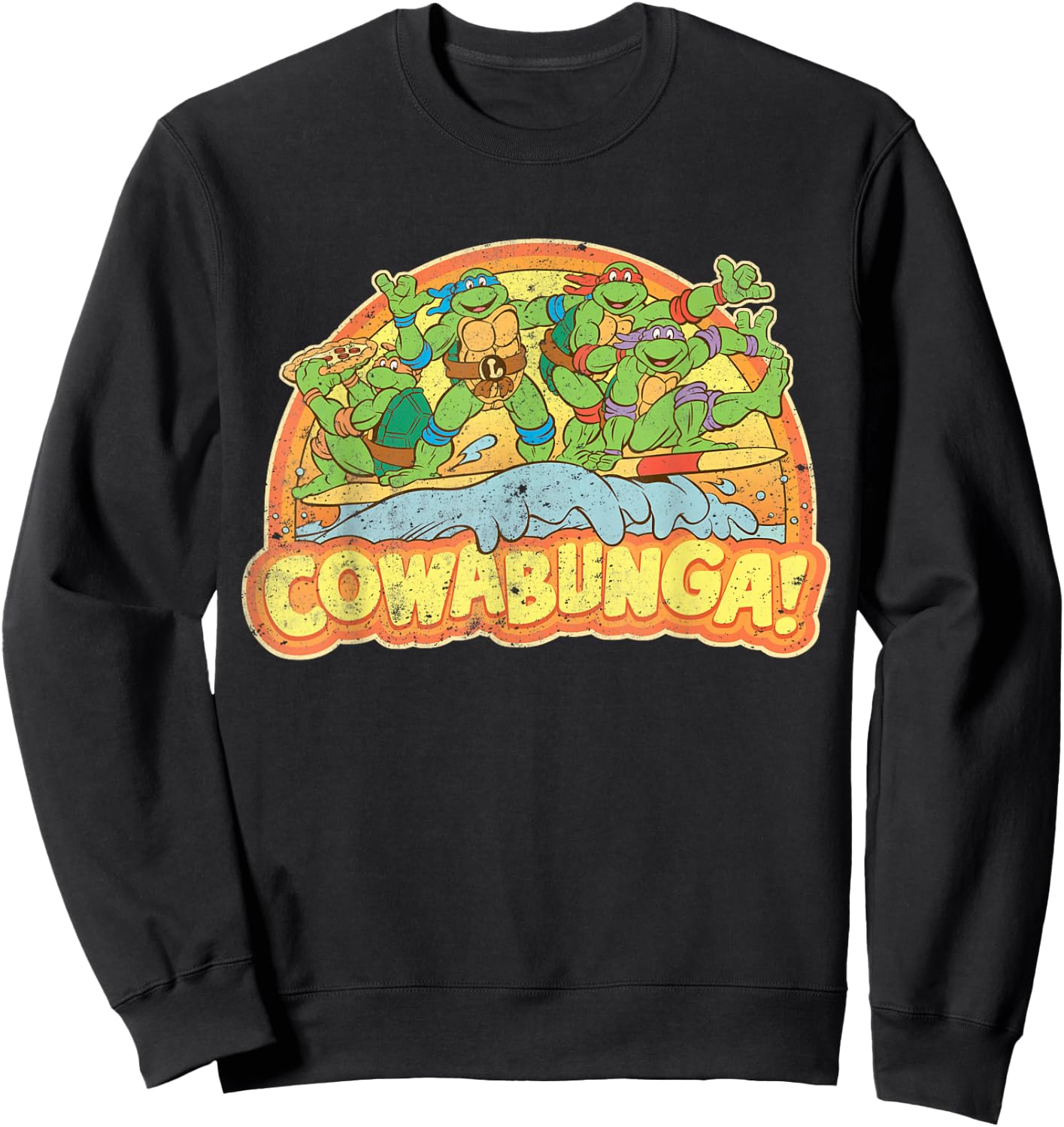 Teenage Mutant Ninja Turtles Gang Retro Cowabunga Sweatshirt - Sweatshirt | Black