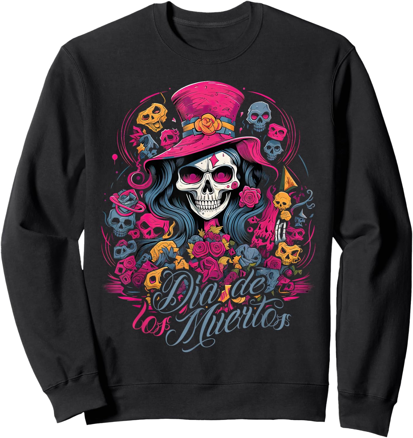 La Catrina Dress Stylish Day of the Dead Costume La Catrina , black Sweatshirt - Sweatshirt | Black