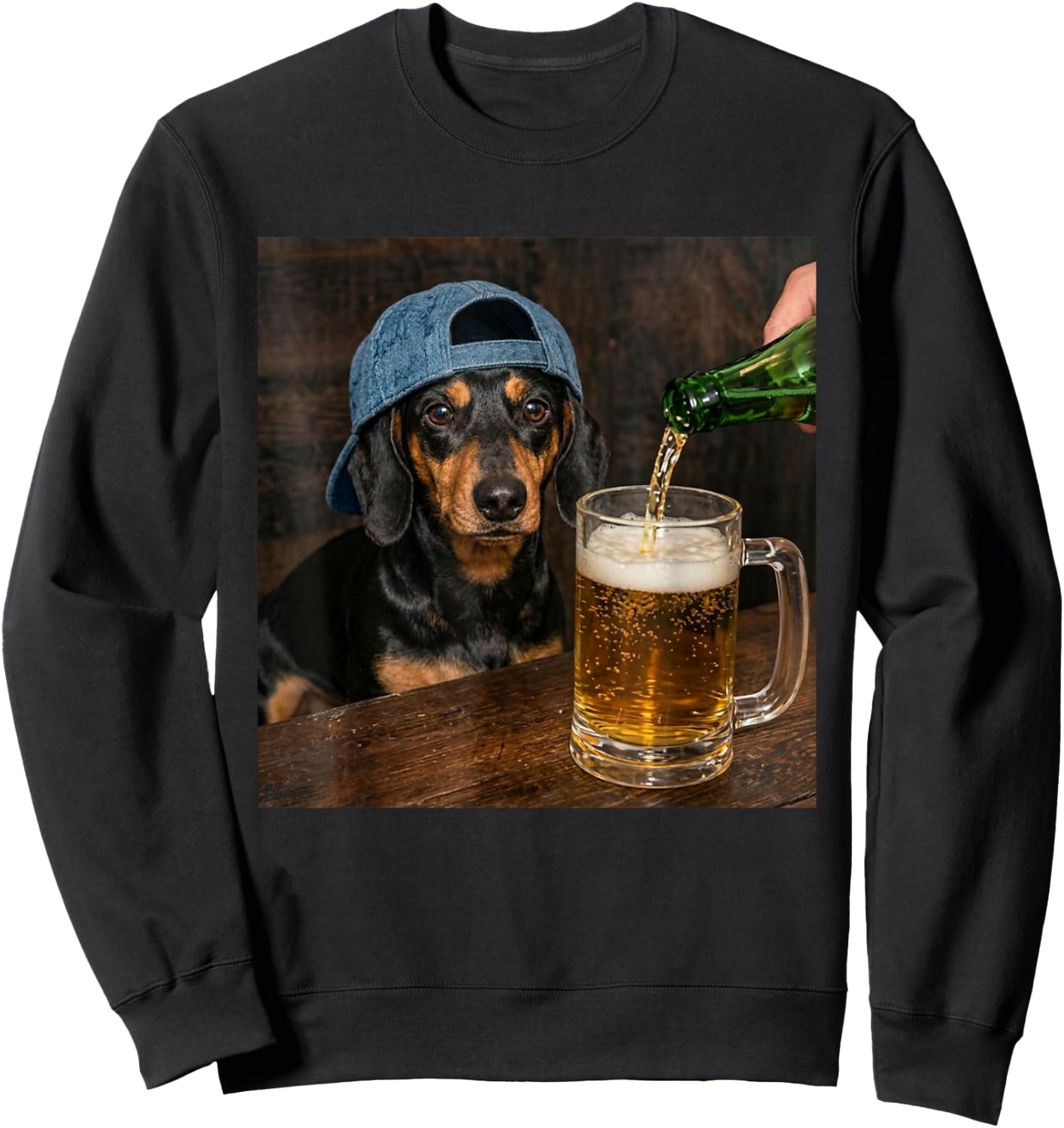 Teckel Buvant de la bière drôle Teckel Meme Sweatshirt - Sweatshirt | Black