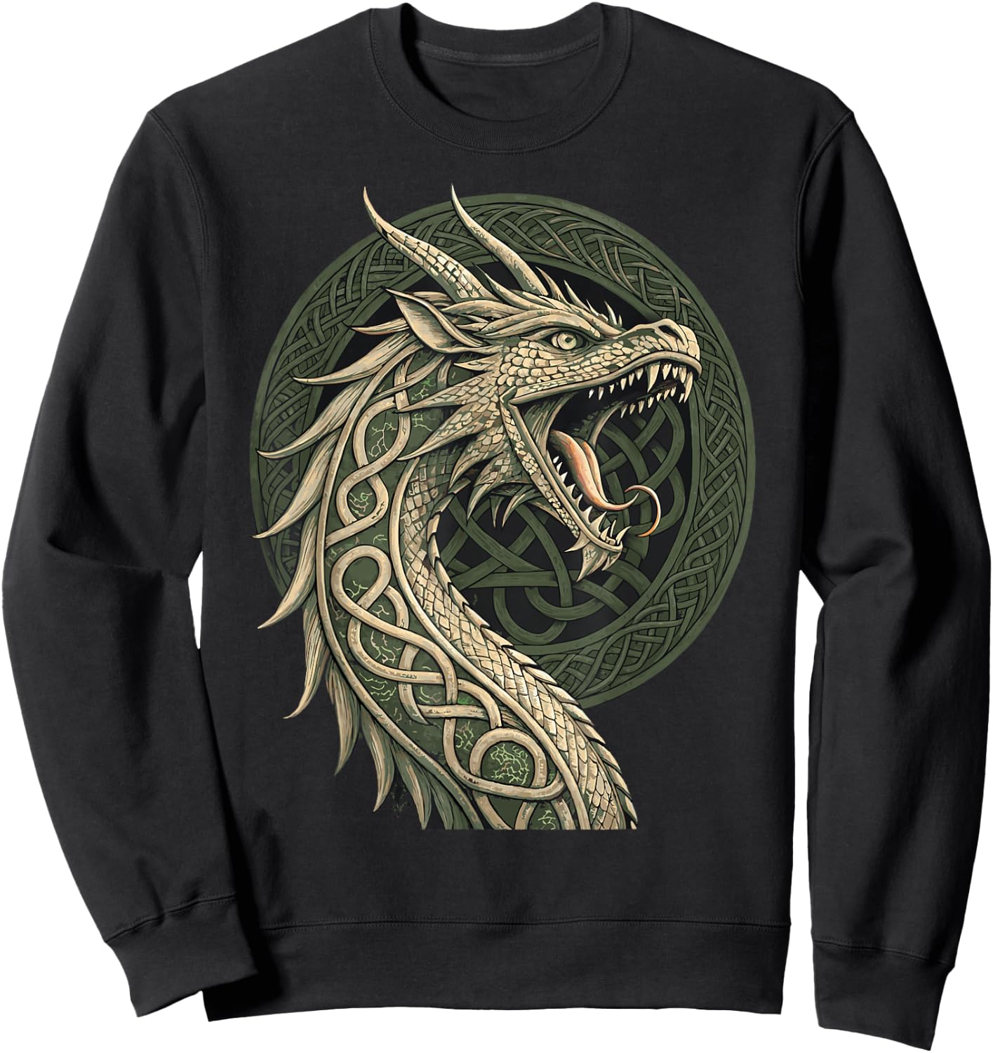 Nordic Rune Dragon – Viking Knotwork Norse Sweatshirt - Sweatshirt | Black
