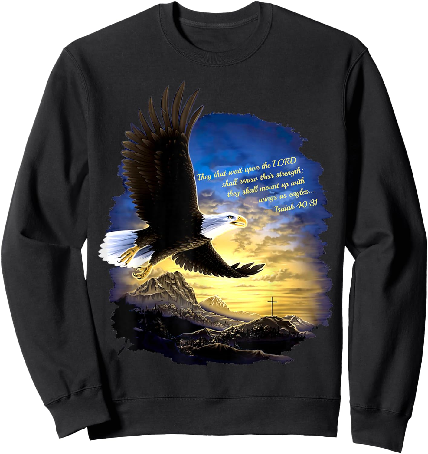 Jesaja 40:31 Berg Flügel als Adler Christlicher Bibelvers Sweatshirt - Sweatshirt | Black