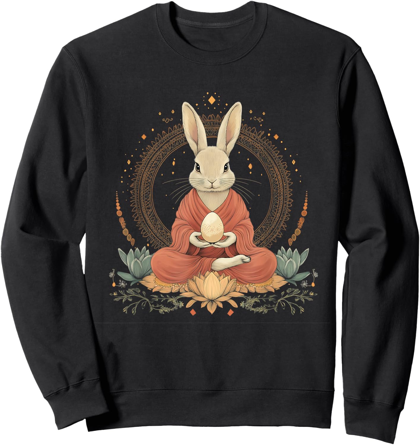 Zen Bunny Mandala - Spiritual Easter Art Sweatshirt - Sweatshirt | Black