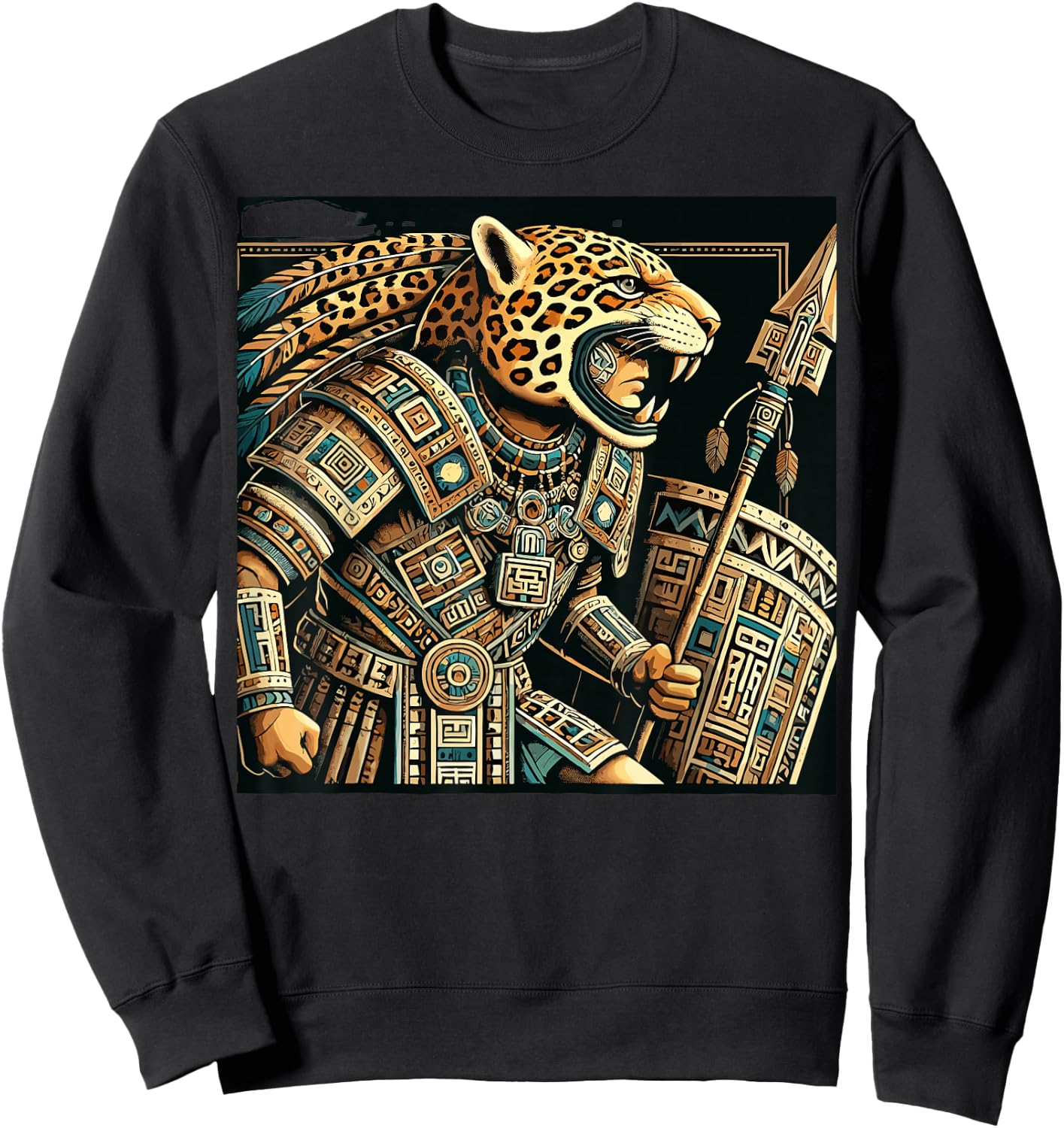 Penachos Aztecas Mexico Aztec Warrior Costume Mayan Jaguar Sweatshirt - Sweatshirt | Black
