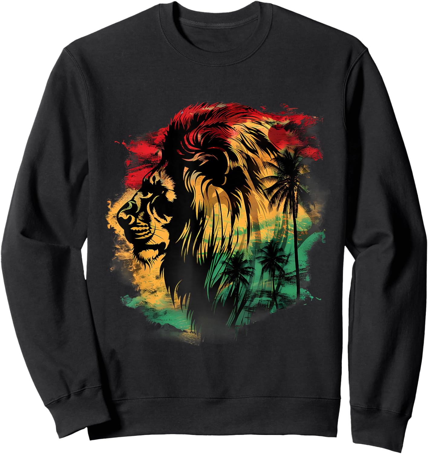 Rasta Reggae Lion Rastafarian Roots Lion Of Judah Jamaica Sweatshirt - Sweatshirt | Black