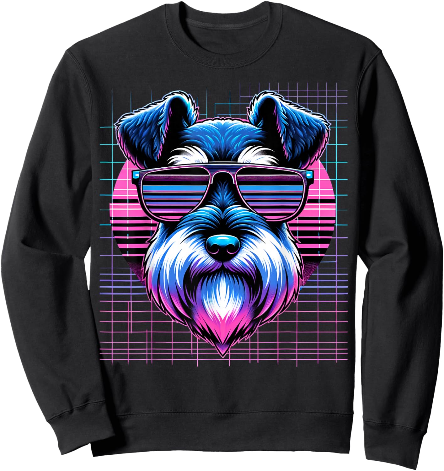 Vaporwave Synthwave Mini Schnauzer Retro Miniature Schnauzer Sweatshirt - Sweatshirt | Black