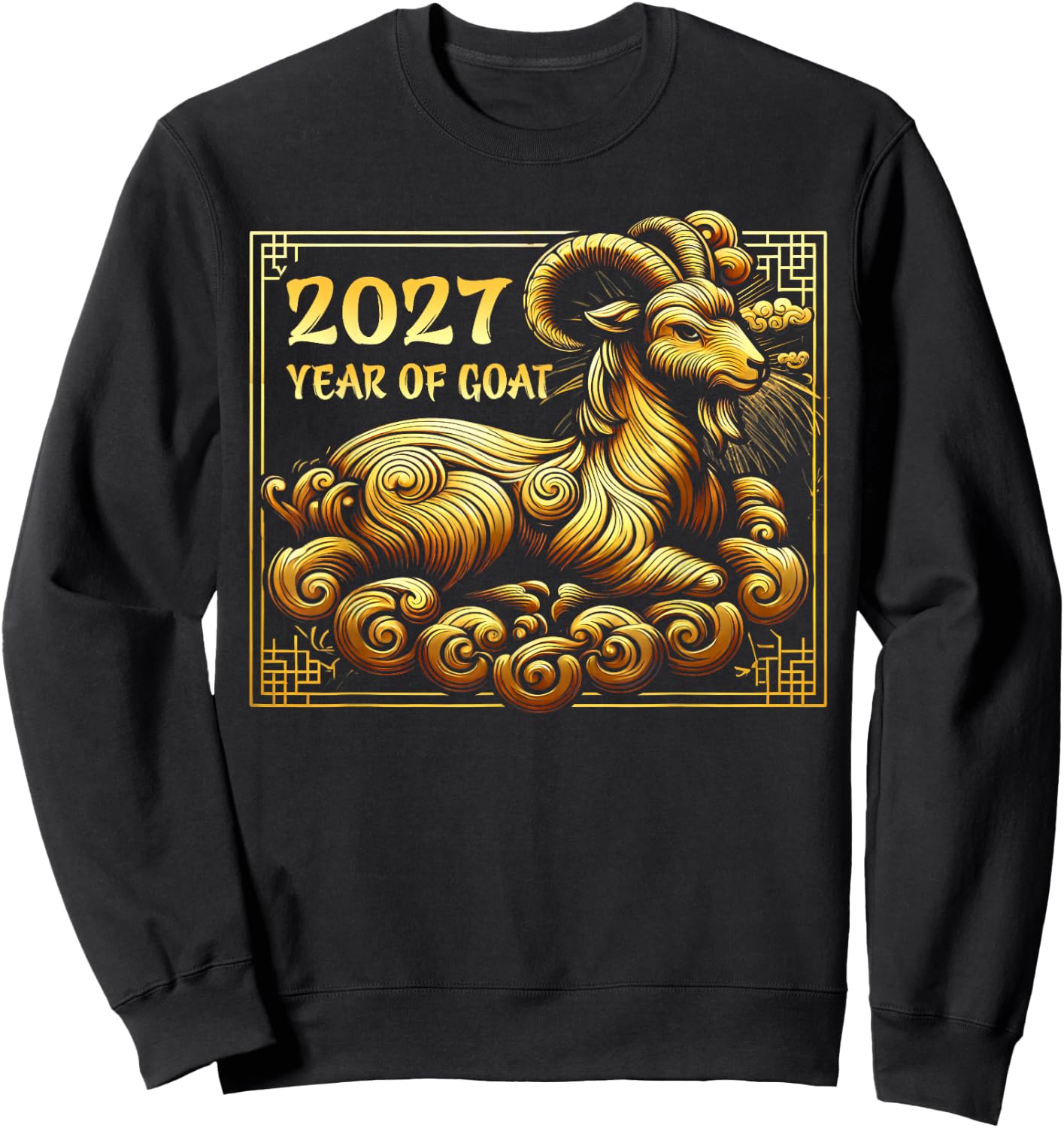 Happy Chinese New Year 2027 - Lunar New Year Goat Red 2027 Sweatshirt - Sweatshirt | Black