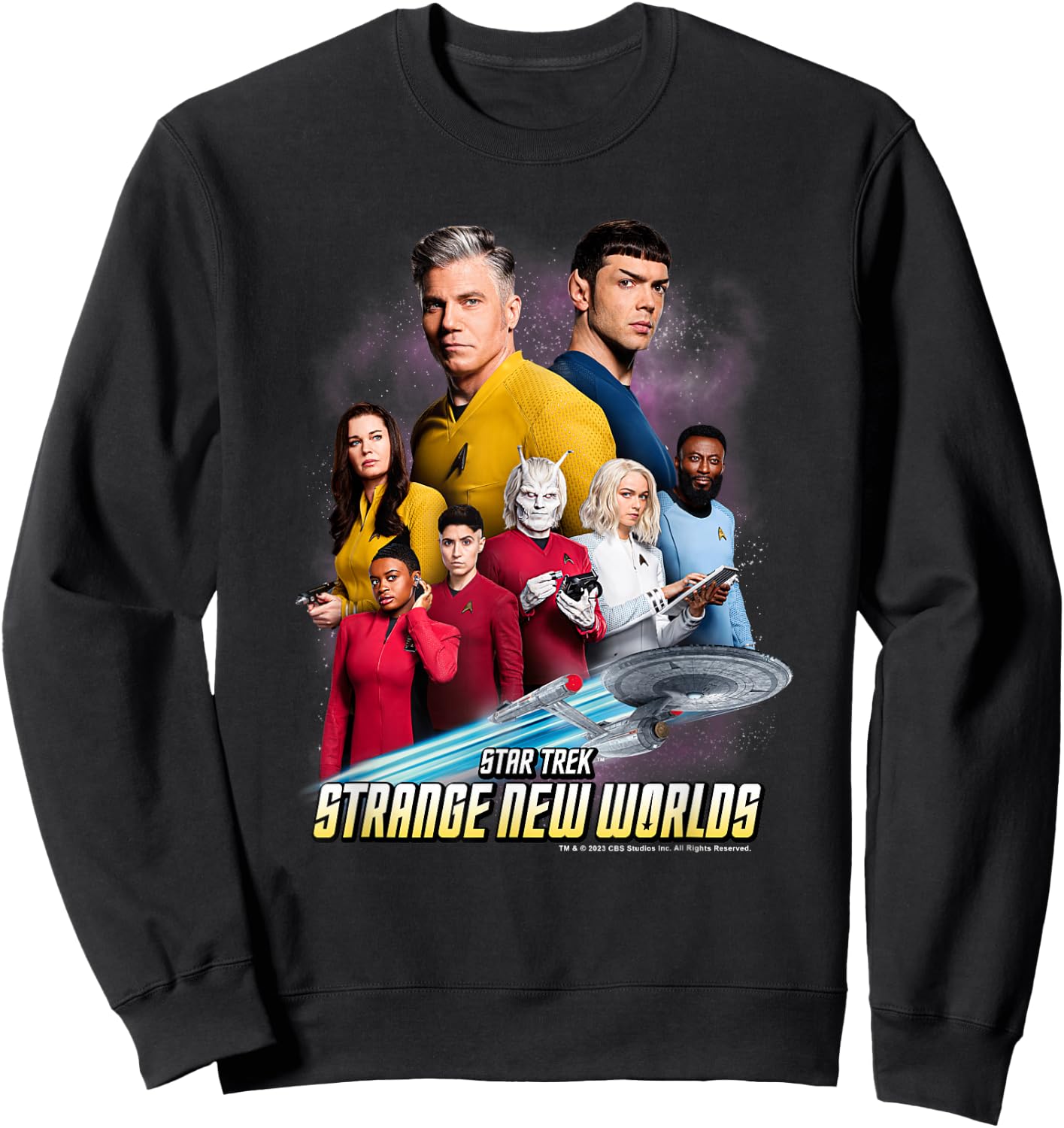 Star Trek Strange New Worlds Crew Pike Spock Uhura Ortegas Sweatshirt - Sweatshirt | Black
