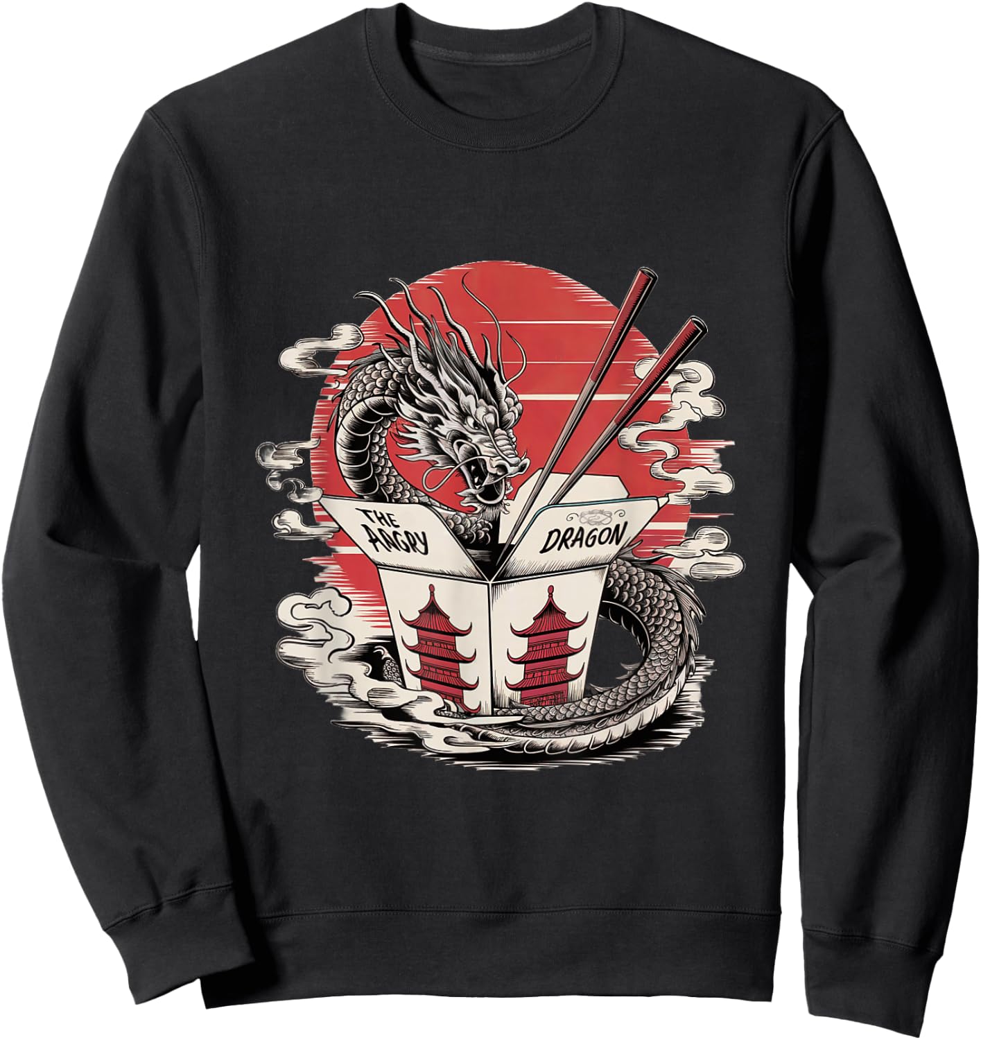 Angry Dragon Takeout – Asian Food Box & Ramen Dragon Design Sweatshirt - Sweatshirt | Black