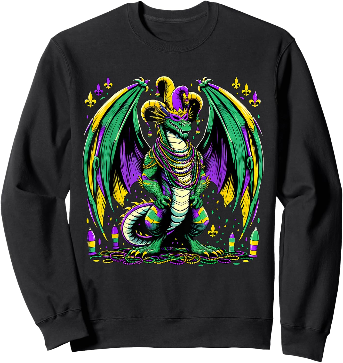 Mardi Gras Dragon Jester Sweatshirt - Sweatshirt | Black
