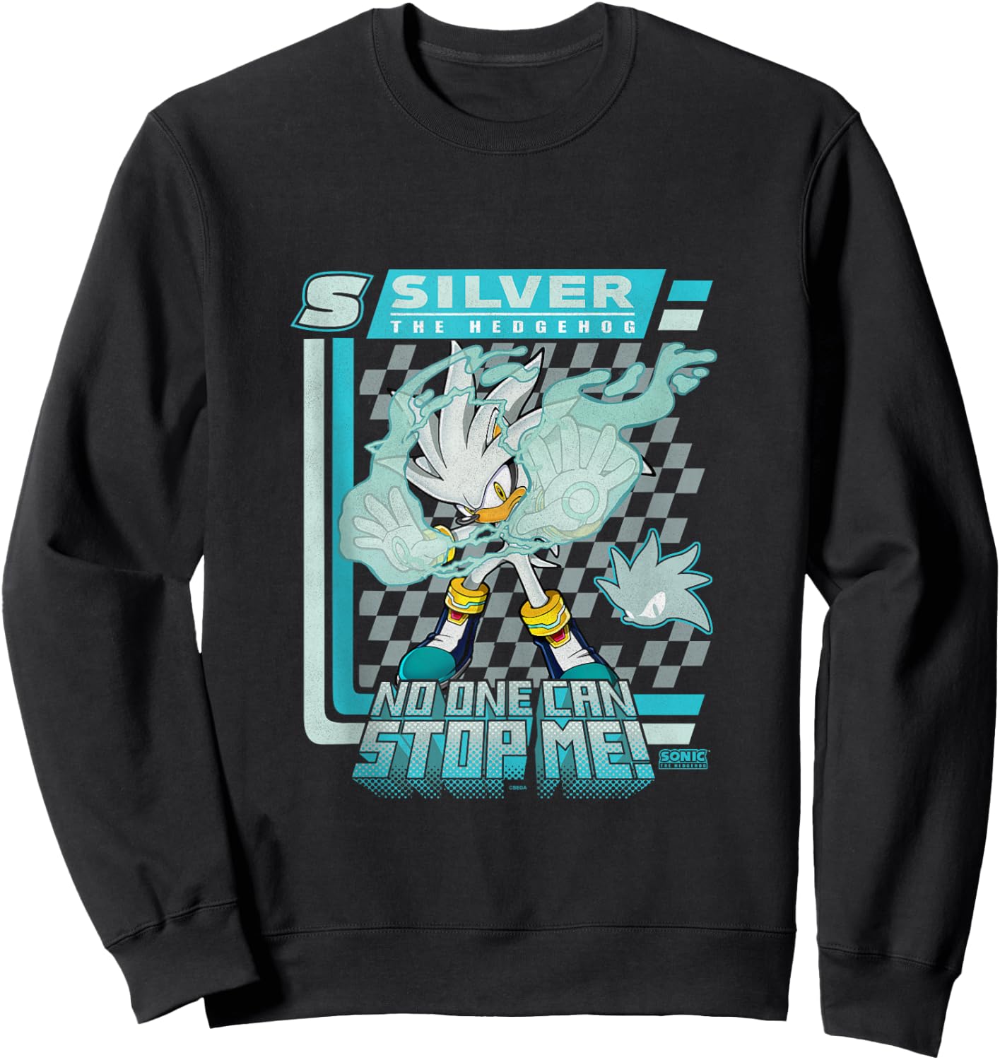 Sonic The Hedgehog Silver The Hedgehog Racing Poster Sweatshirt - Sweatshirt | Black