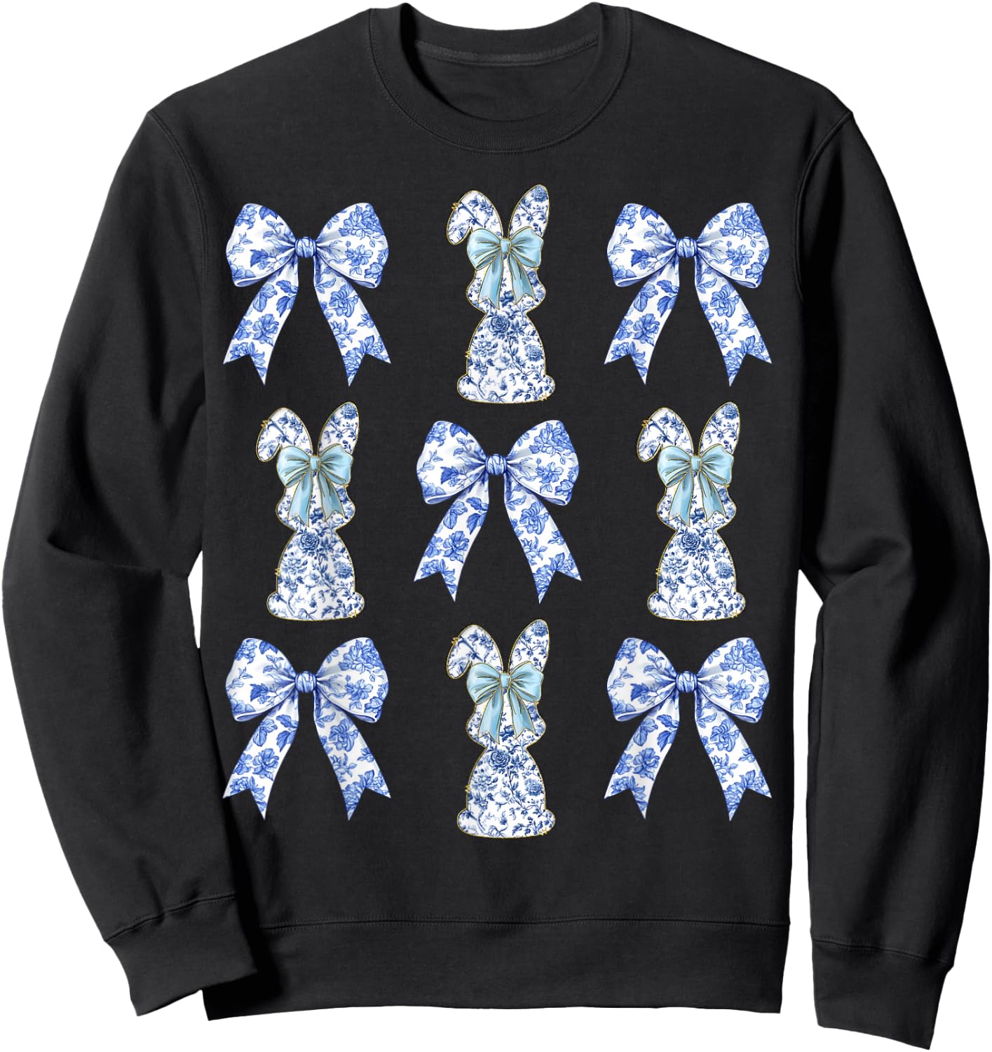 Easter Bunny Coquette Cowgirl Bows Y2K Teen Girls Top Sweatshirt - Sweatshirt | Black