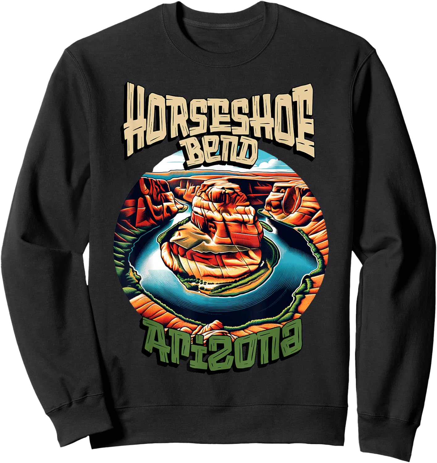 Iconic Horseshoe Bend AZ Hiking Glen Canyon Page Arizona Sweatshirt - Sweatshirt | Black