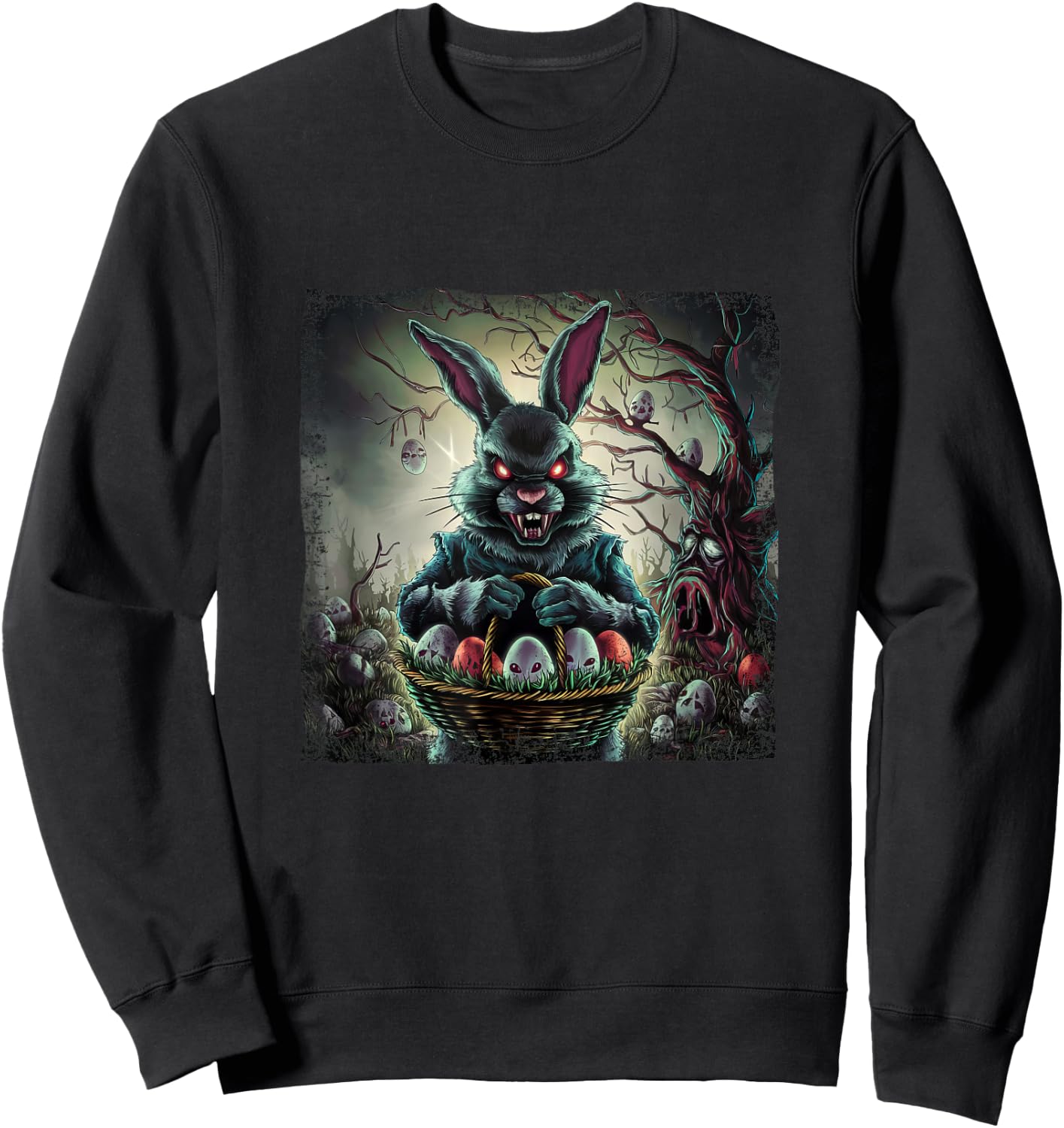 Easter Bunny Horror Rabbit Easter Egg Sweatshirt - Sweatshirt | Black